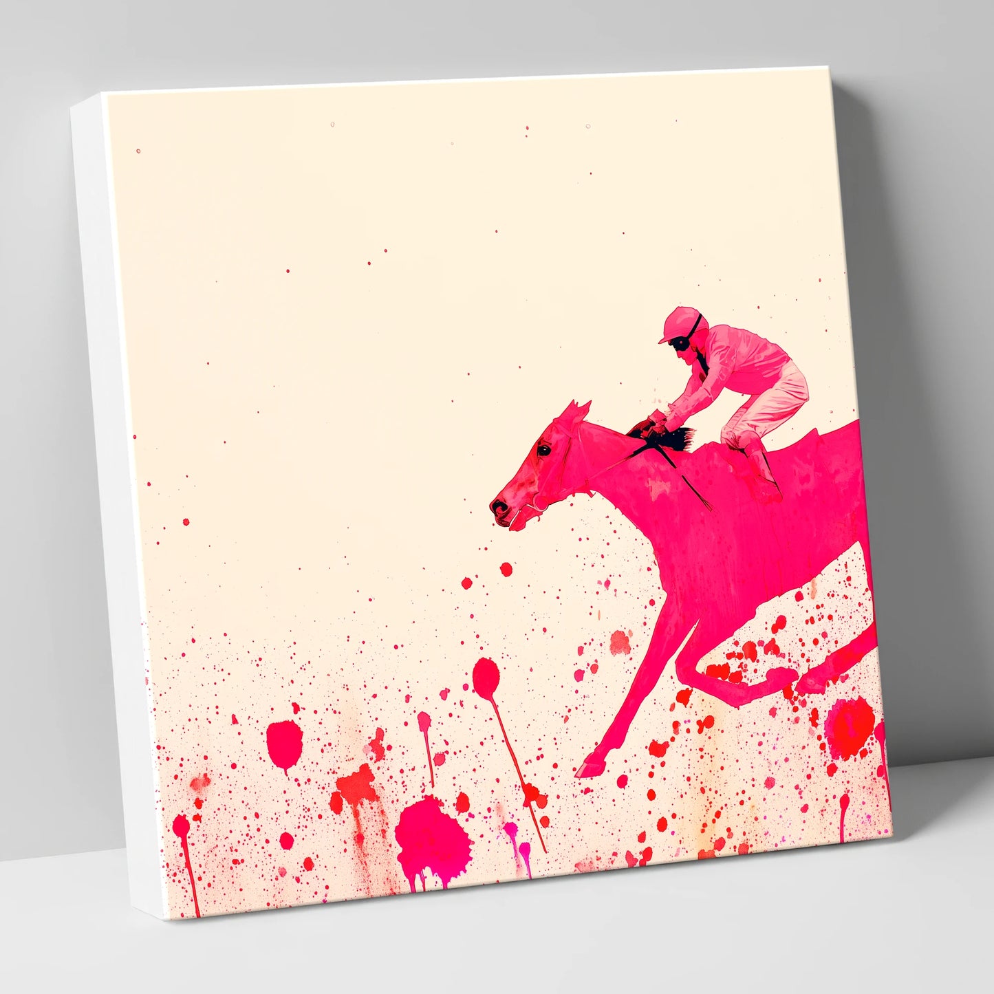 Velocity in Magenta racing horse canvas wall art