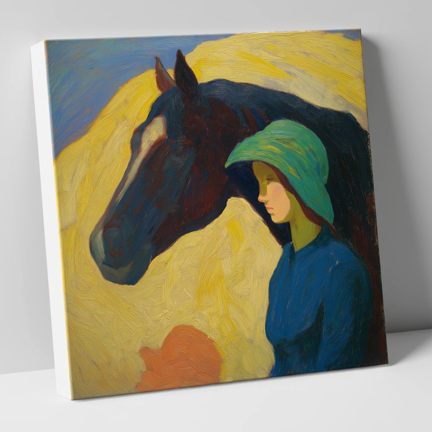 The Quiet Bond horse & rider canvas wall art