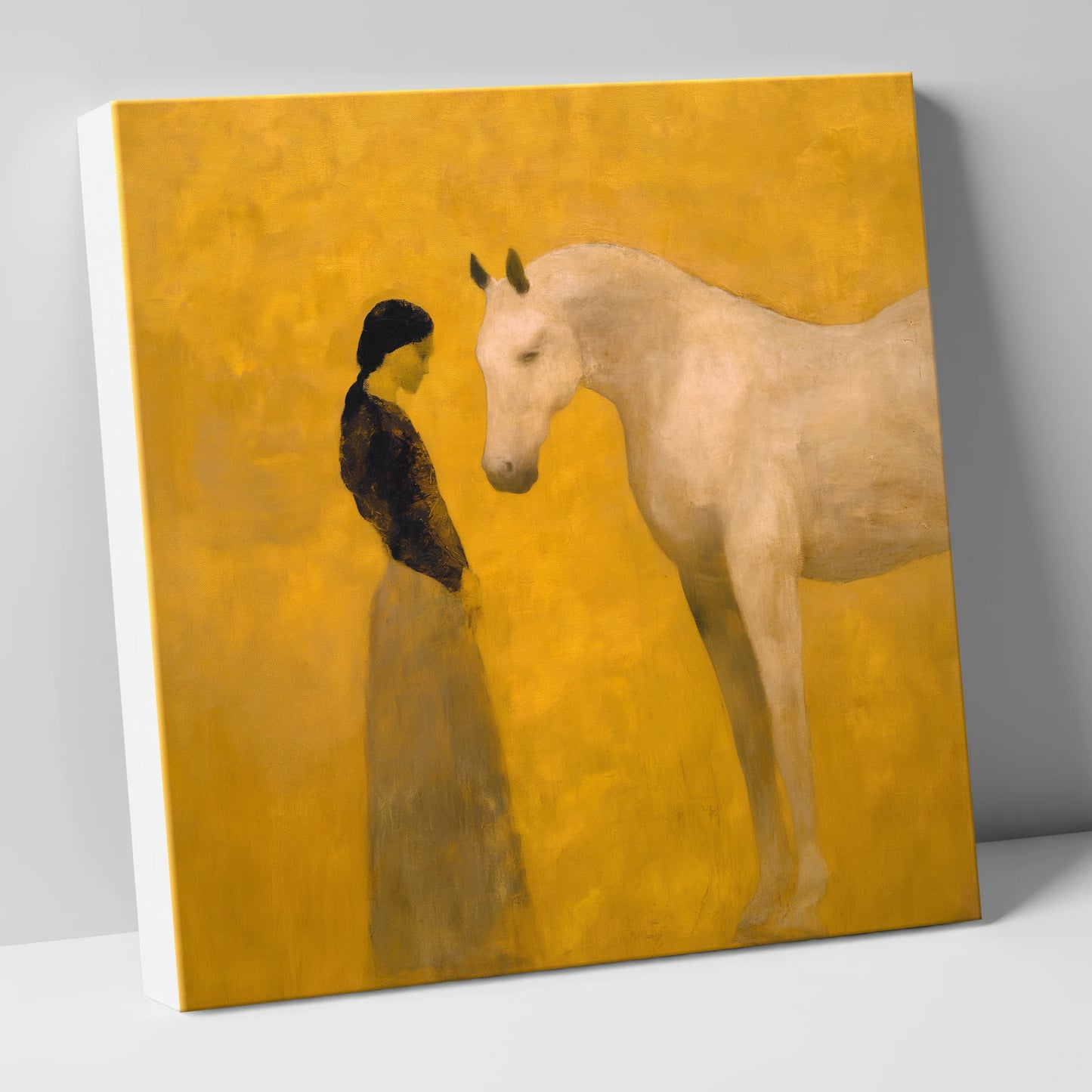 A Quiet Kinship horse & rider canvas wall art