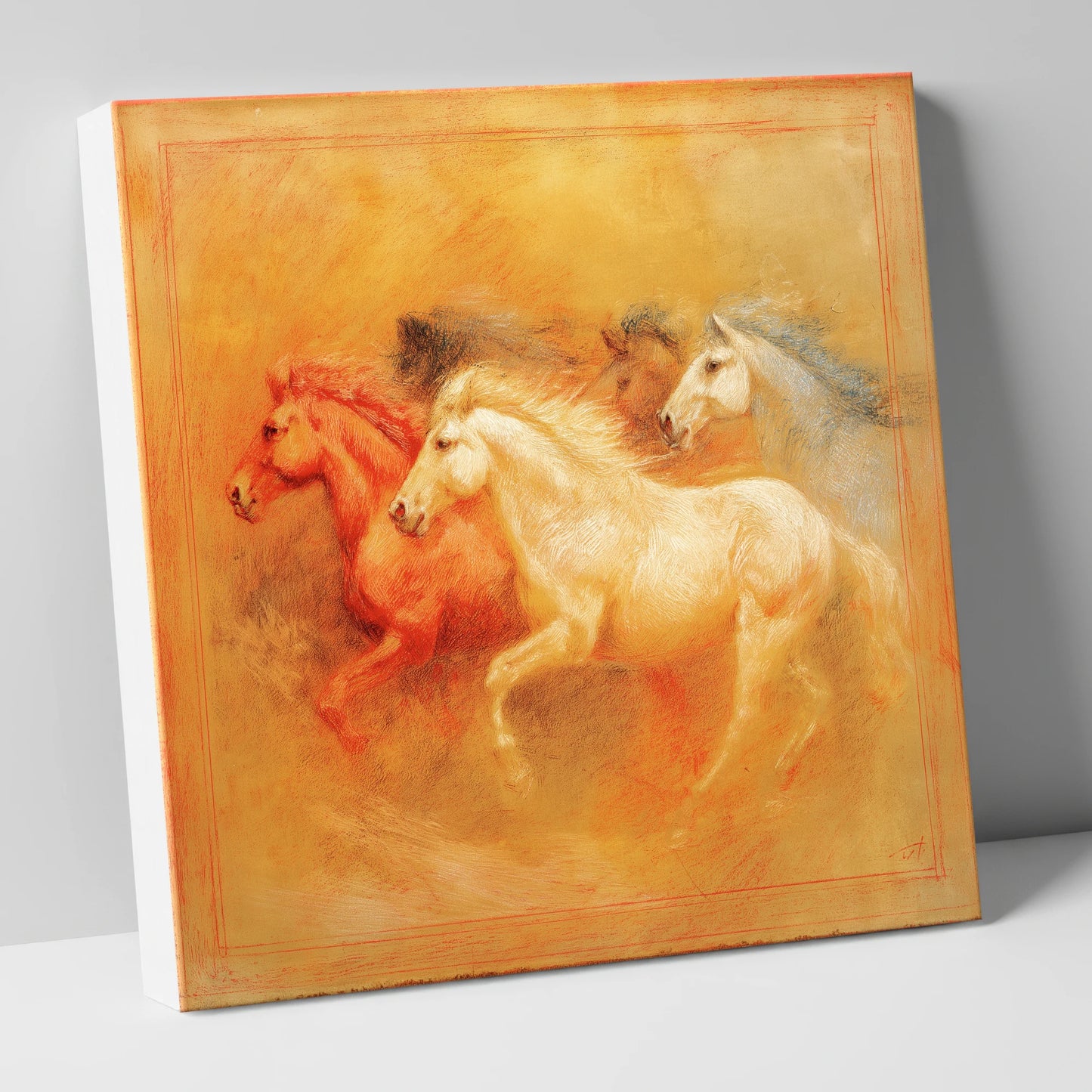 Spirited Terracotta Herd wild horses canvas wall art