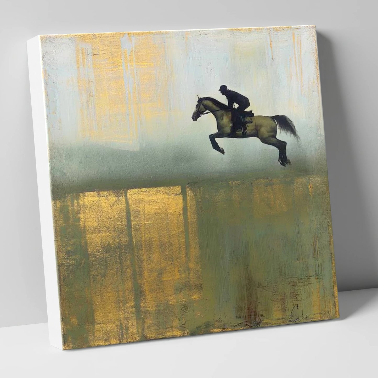Gilded Suspension show jumping horse canvas wall art