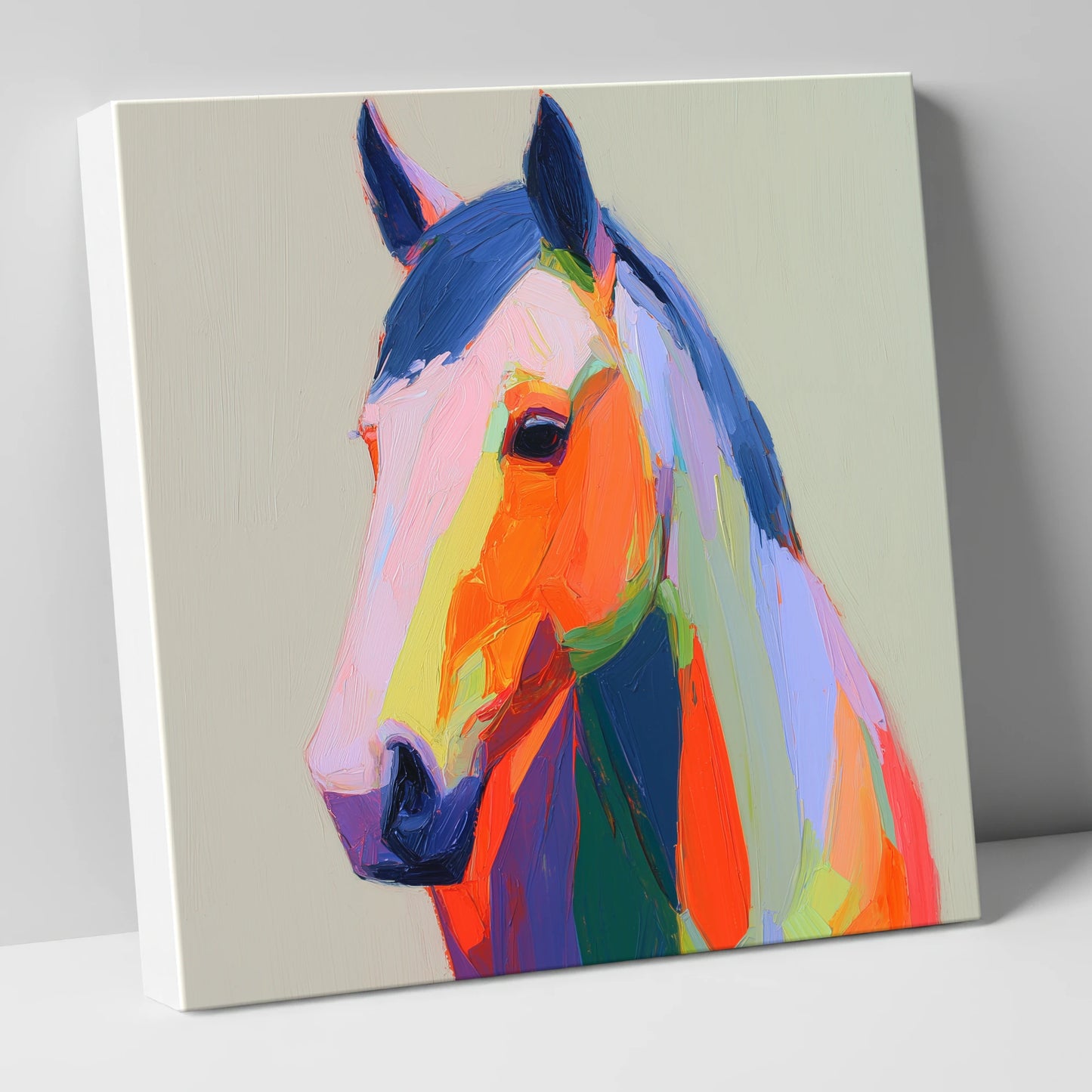 Vivid Technicolour Spirit horse portrait canvas wall art
