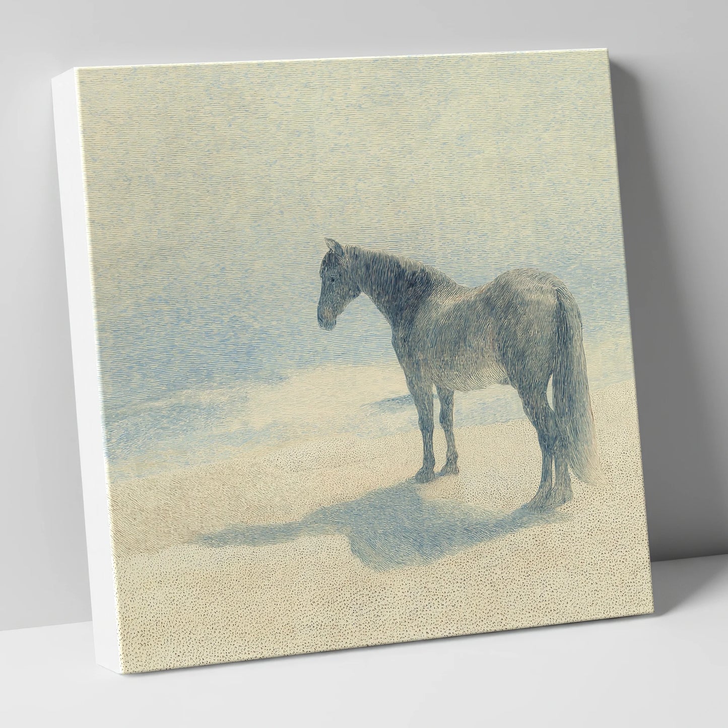 Stillness in Slate horse landscape canvas wall art