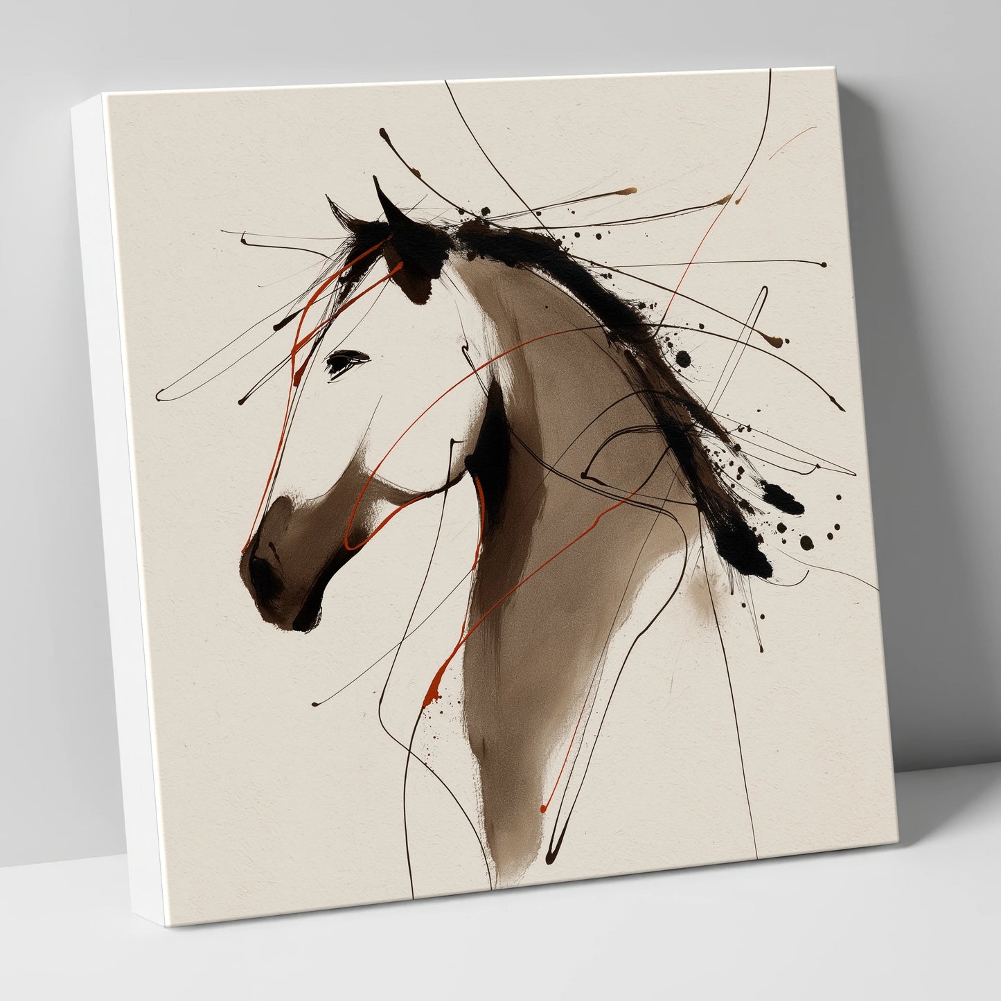 Dynamic Sepia Profile horse portrait canvas wall art