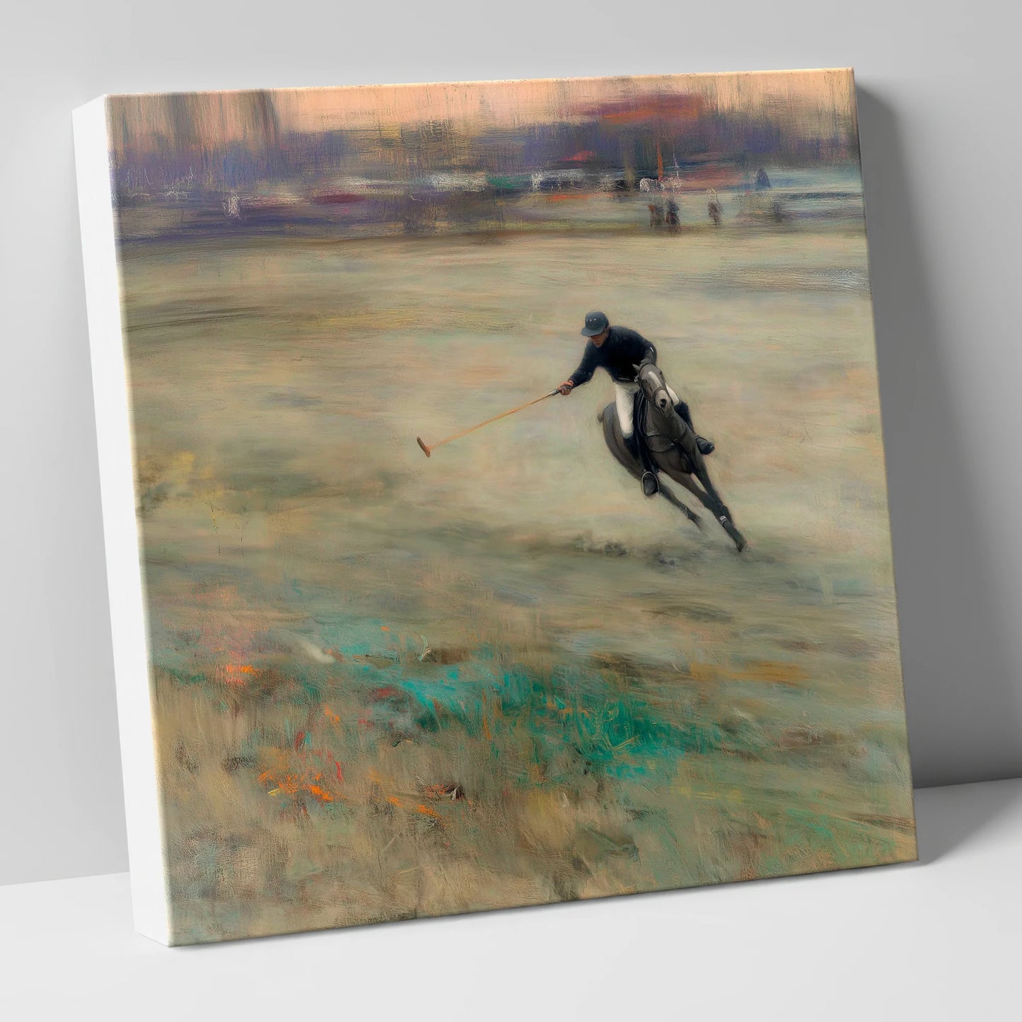 Twilight Chukka polo horse canvas wall art