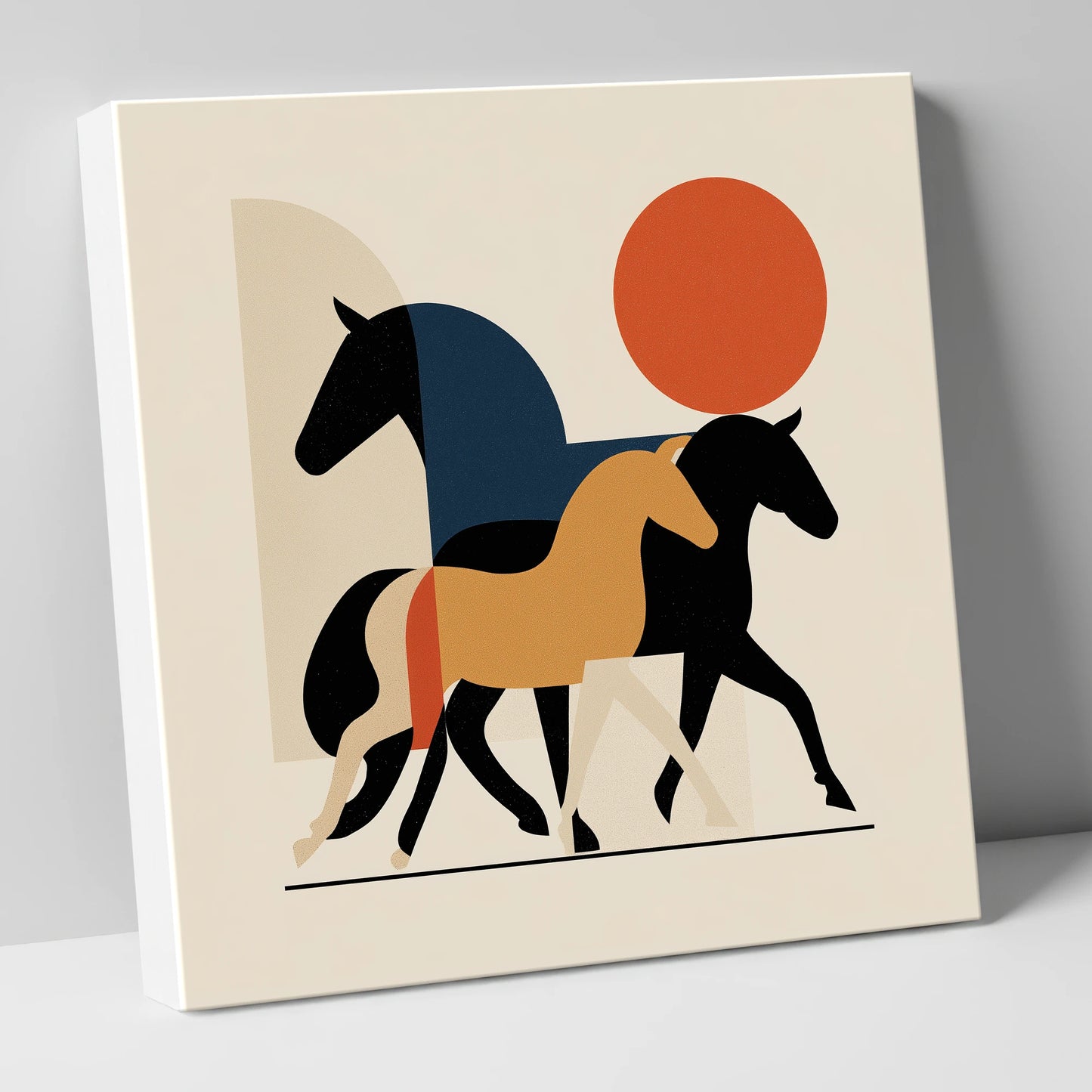 Abstract Equine Trio wild horses canvas wall art