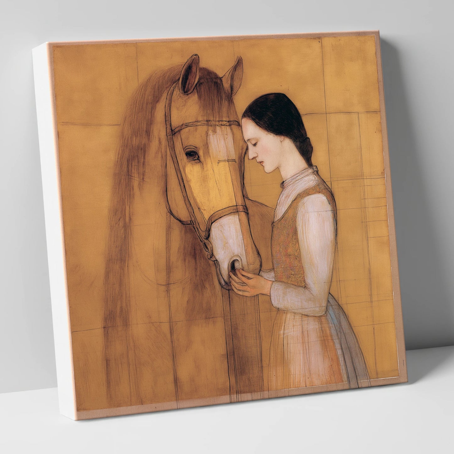 Quiet Connection horse & rider canvas wall art