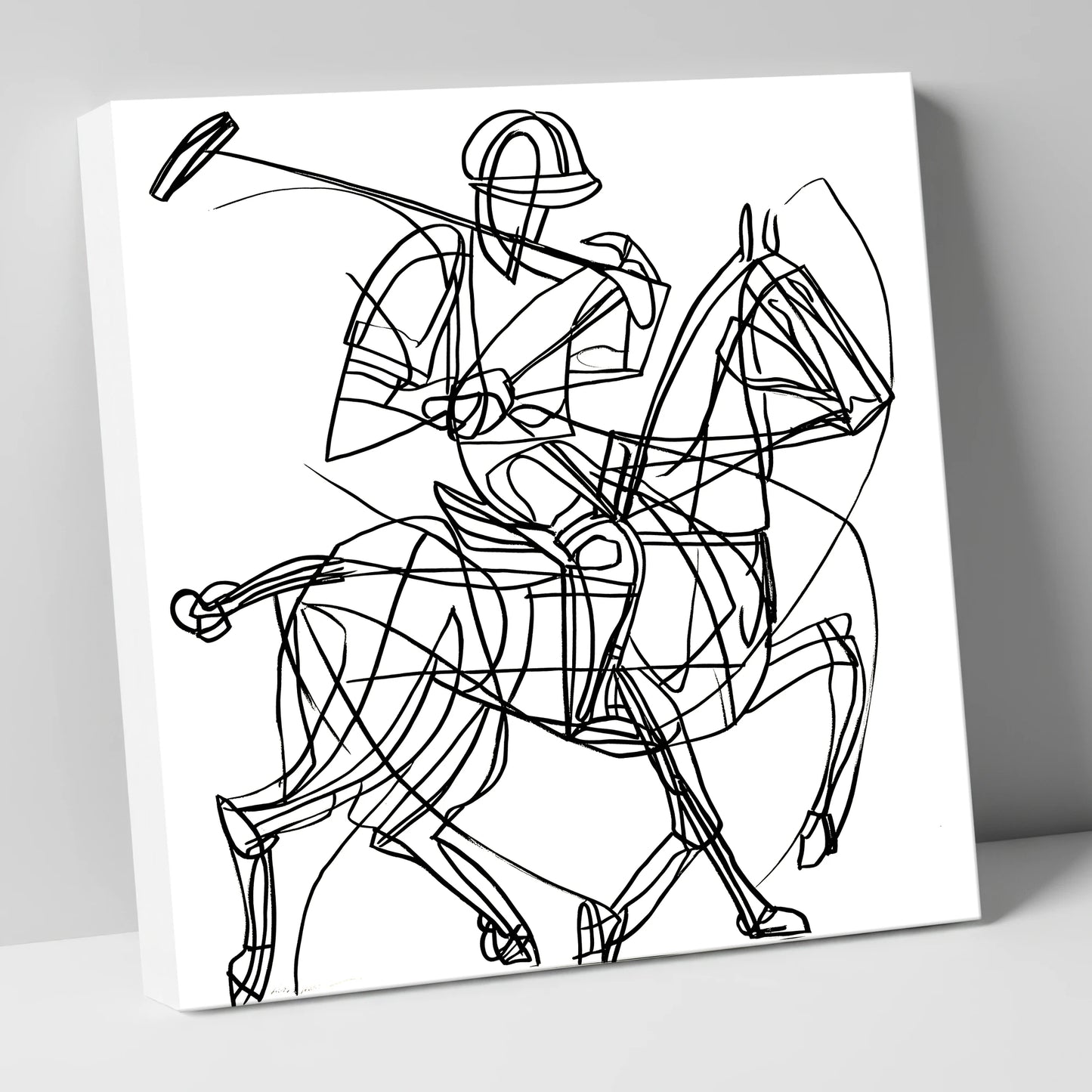 Linear Polo Strike polo horse canvas wall art