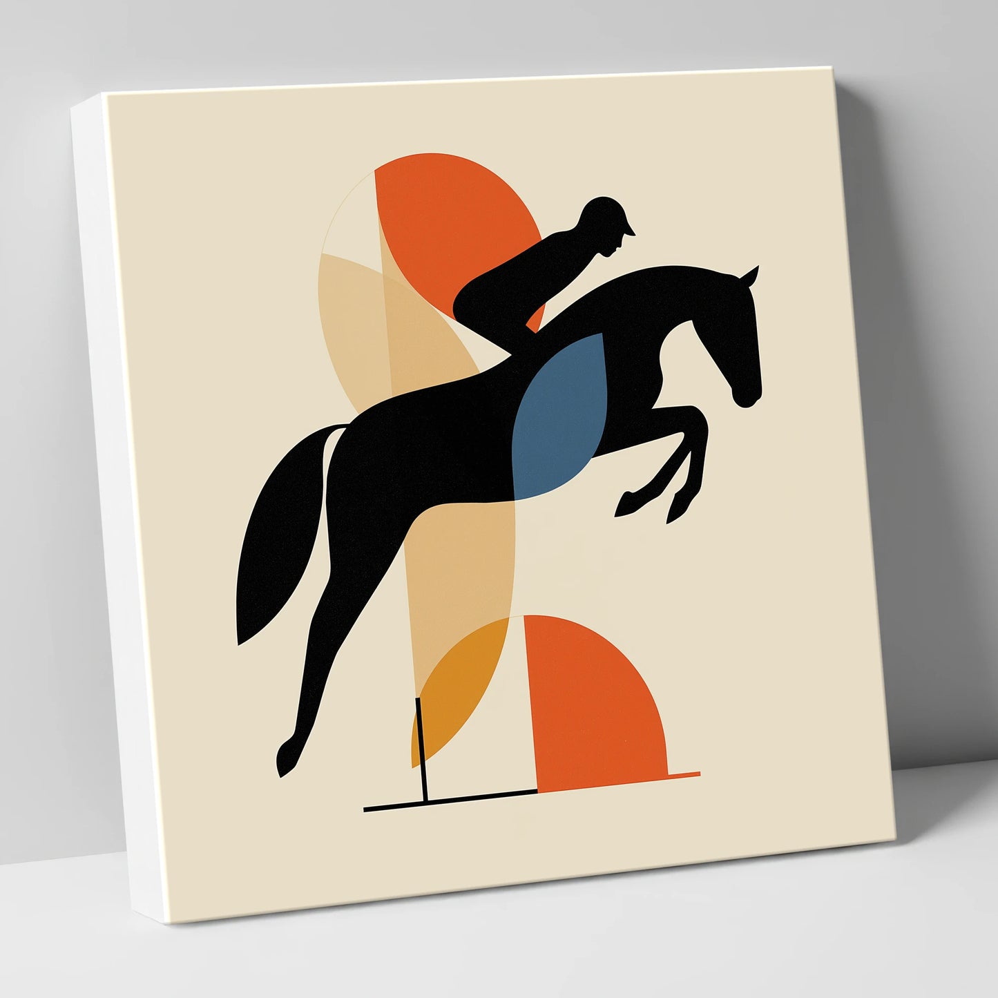 The Geometric Leap show jumping horse canvas wall art