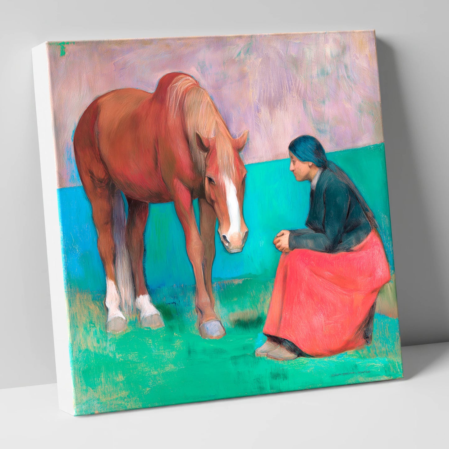 The Silent Dialogue horse & rider canvas wall art
