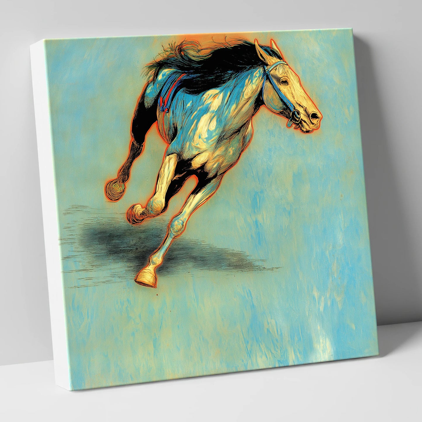 Cerulean Sprint racing horse canvas wall art