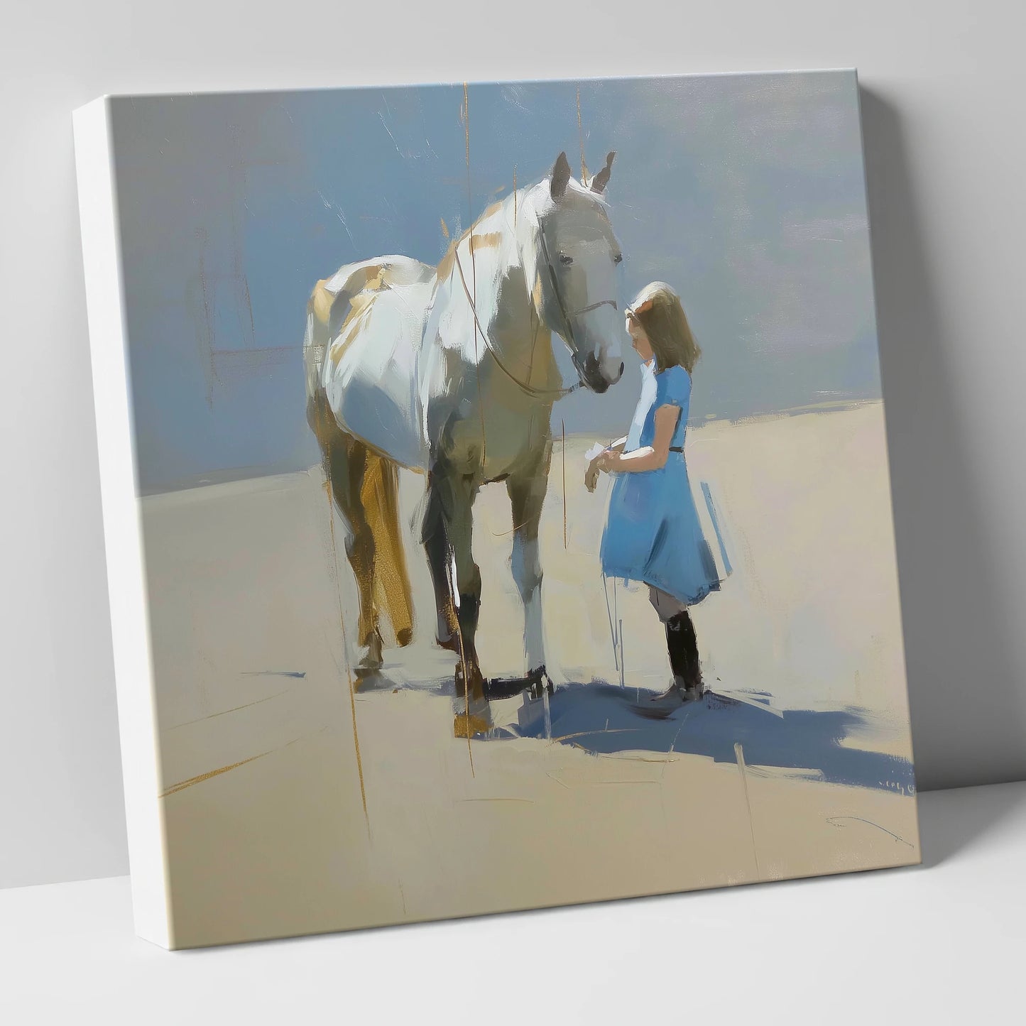 A Quiet Connection horse & rider canvas wall art