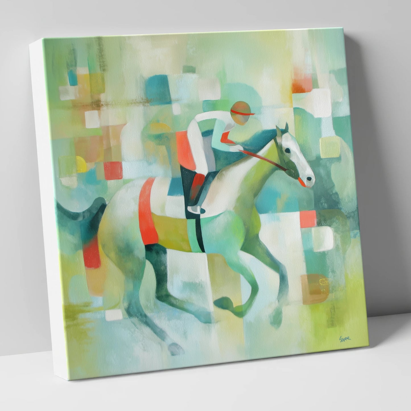 Geometric Gallop racing horse canvas wall art