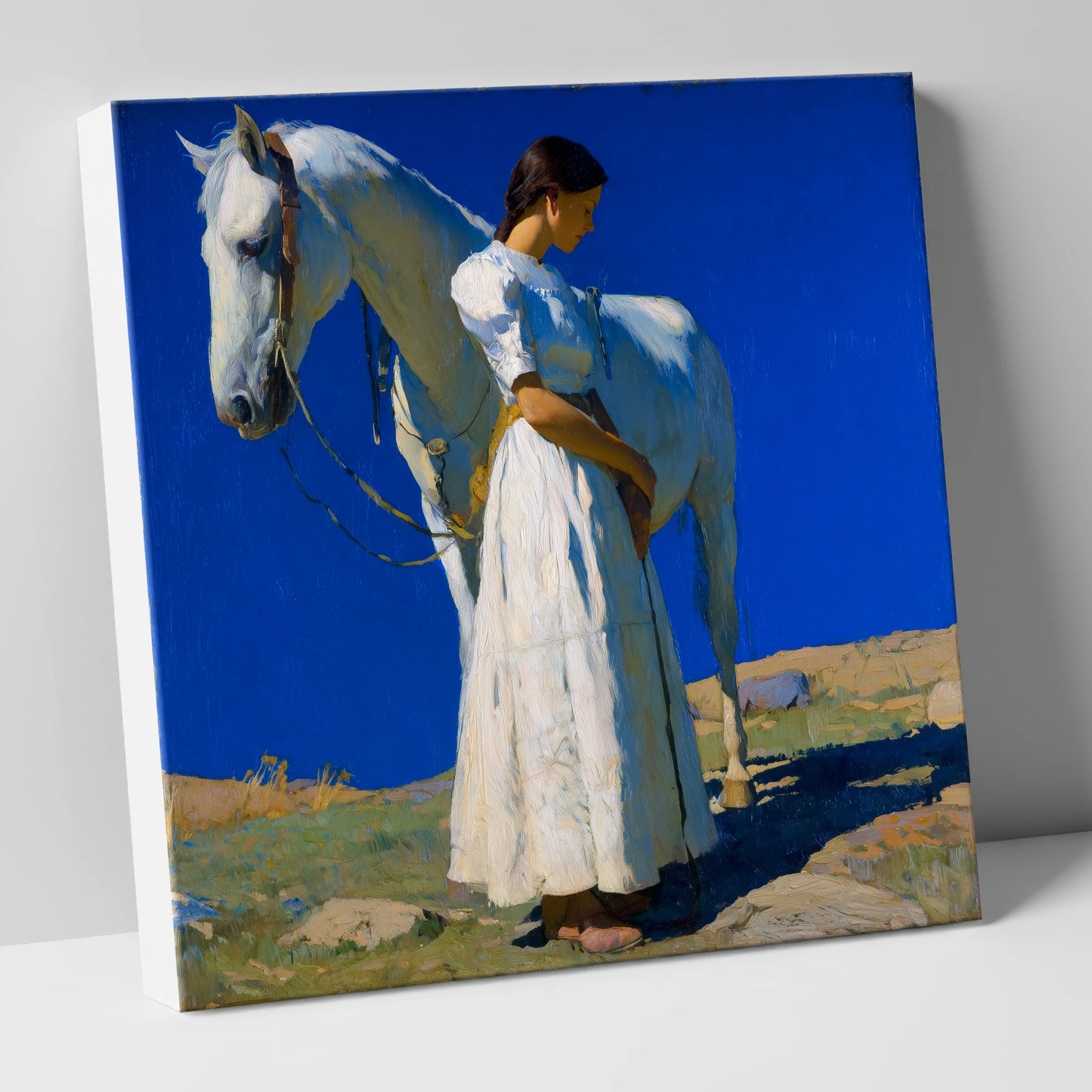 Under Azure Skies horse & rider canvas wall art