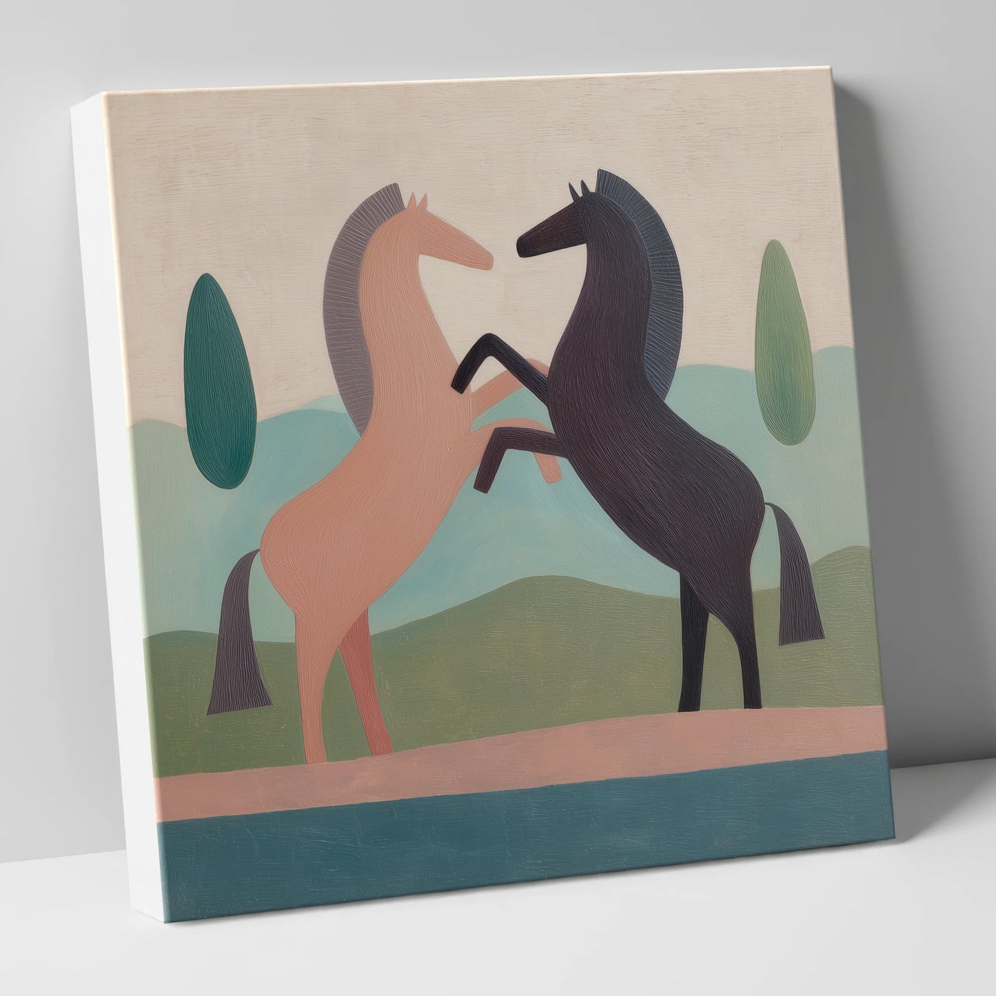 Earthy Equine Harmony wild horses canvas wall art