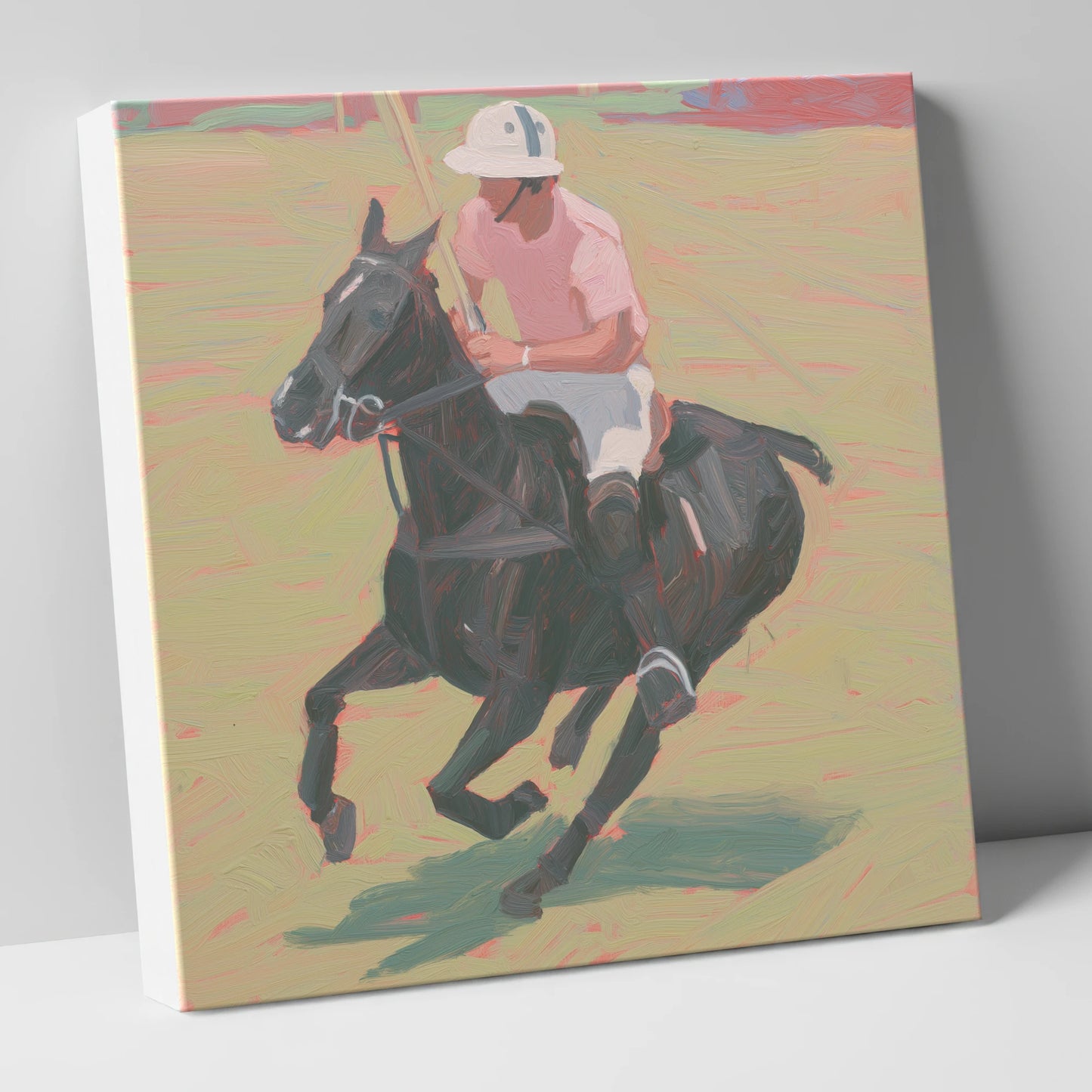 The Pink Chukka polo horse canvas wall art