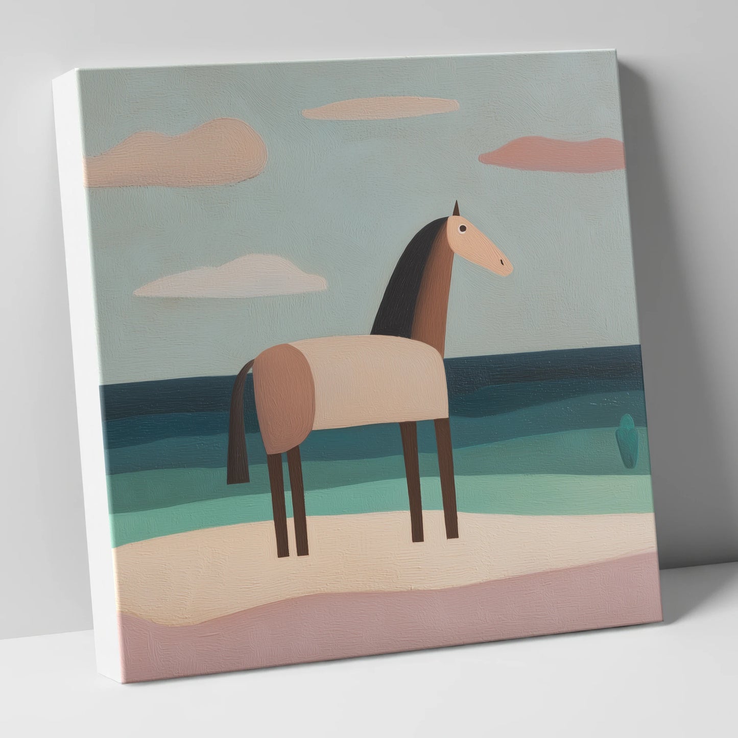 Tranquil Coastal Horizons horse landscape canvas wall art
