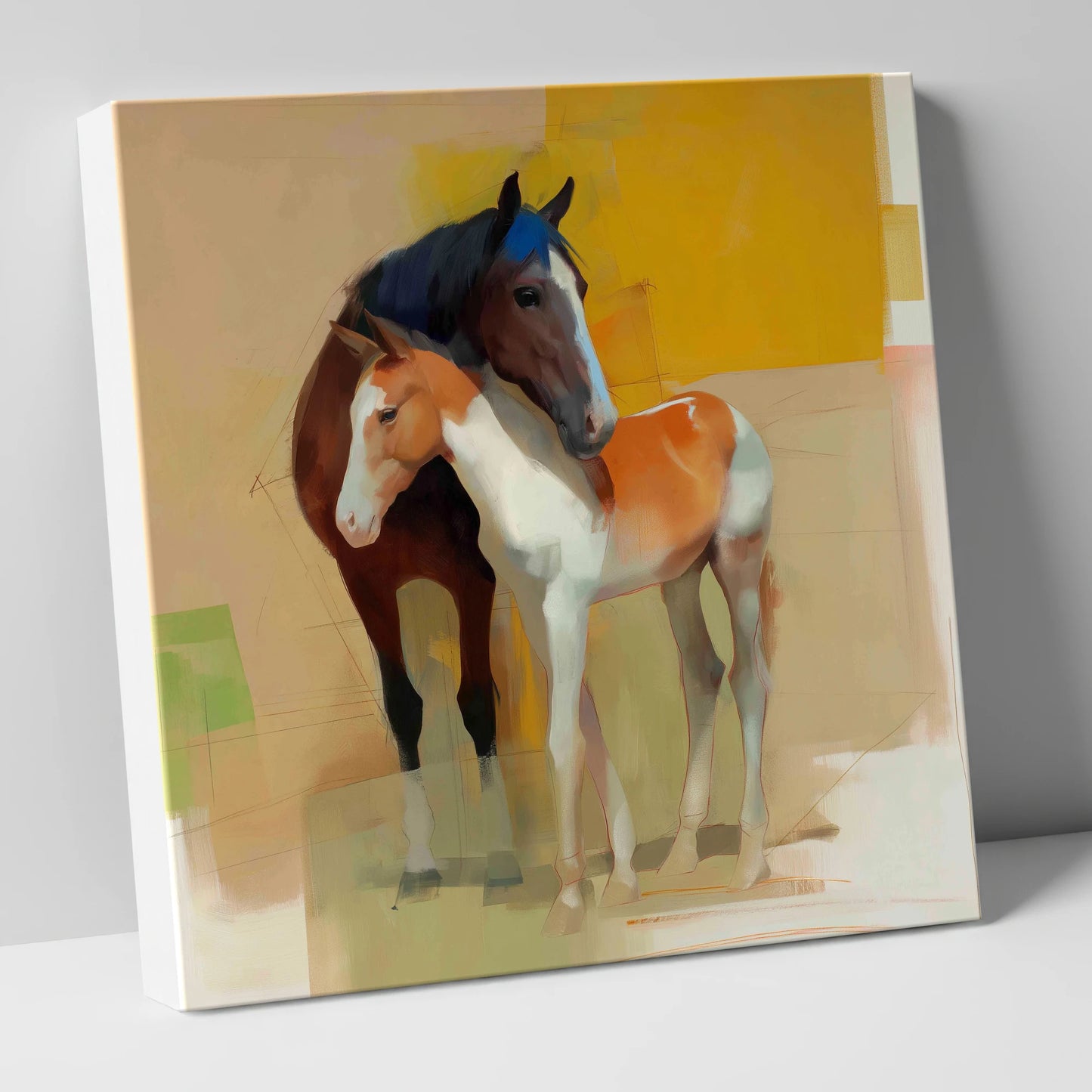 Vivid Bond mare & foal canvas wall art