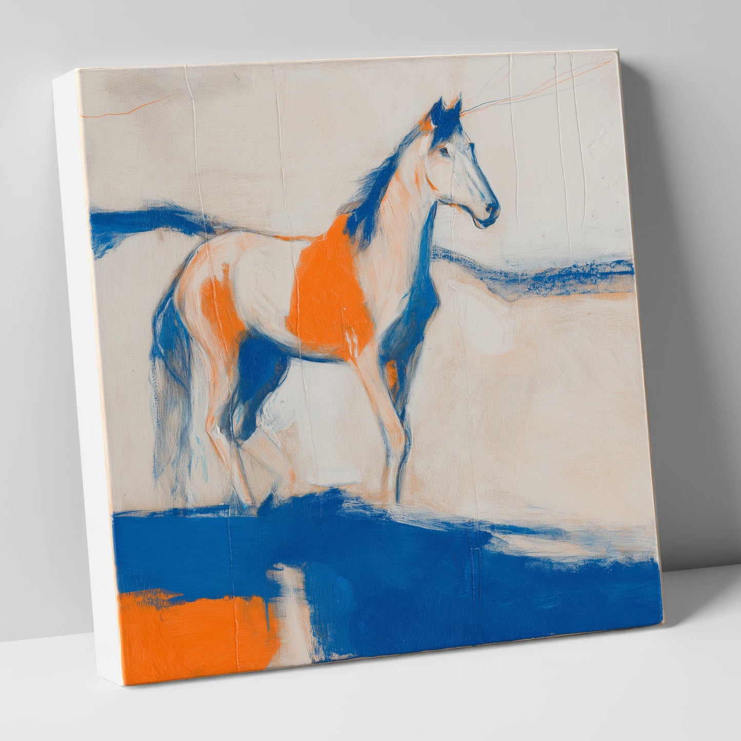Ultramarine and Orange Profile horse portrait canvas wall art