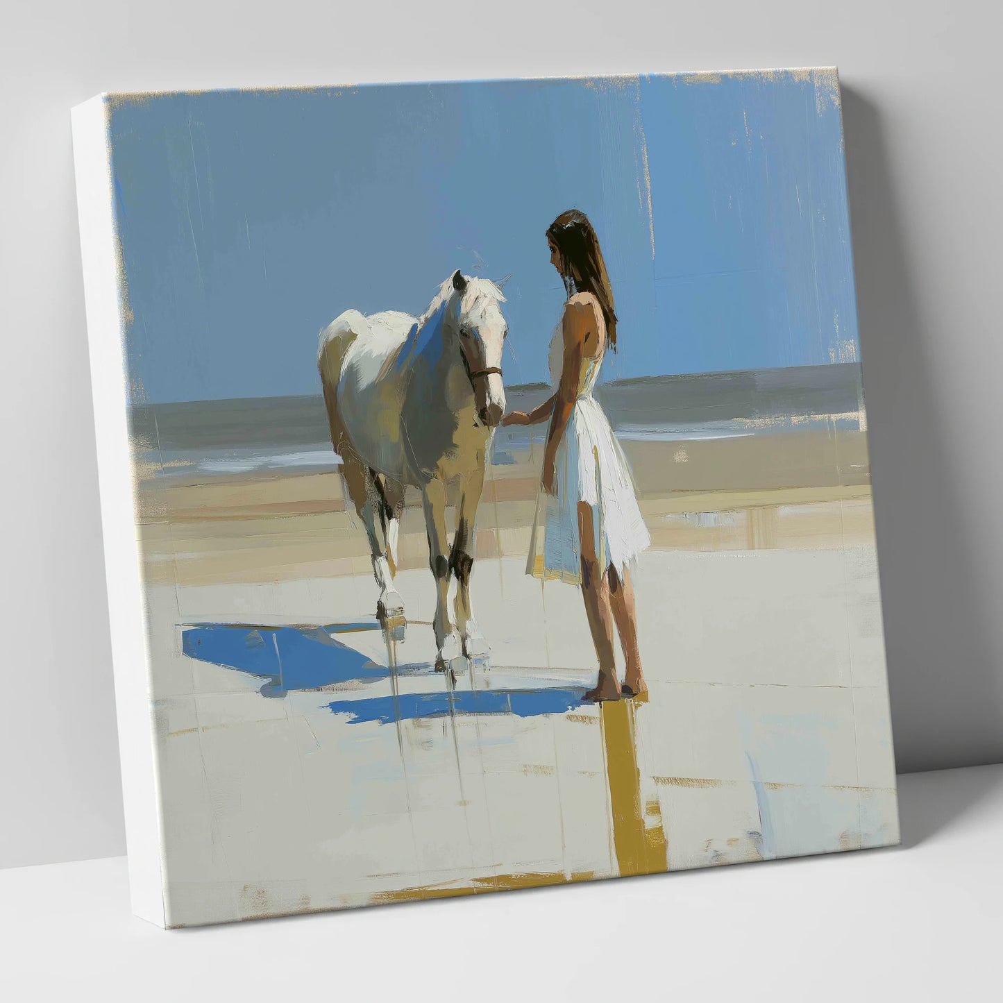 Serenity at Tide's Edge horse & rider canvas wall art