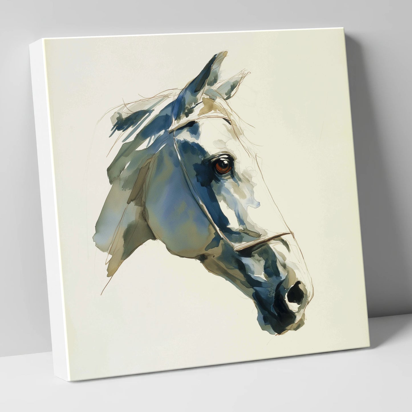 Sapphire Gaze in Indigo horse portrait canvas wall art