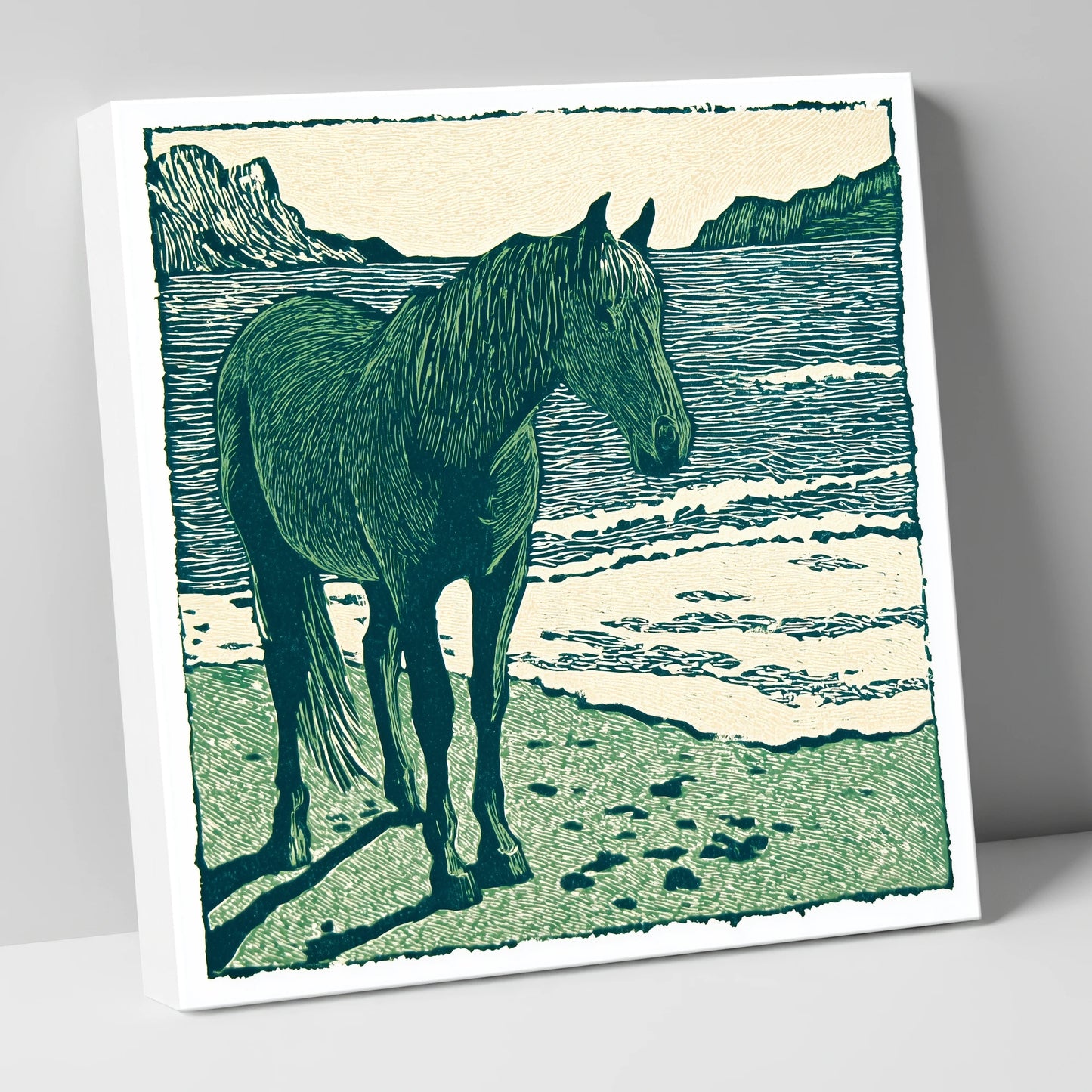Shoreline Solitude horse landscape canvas wall art