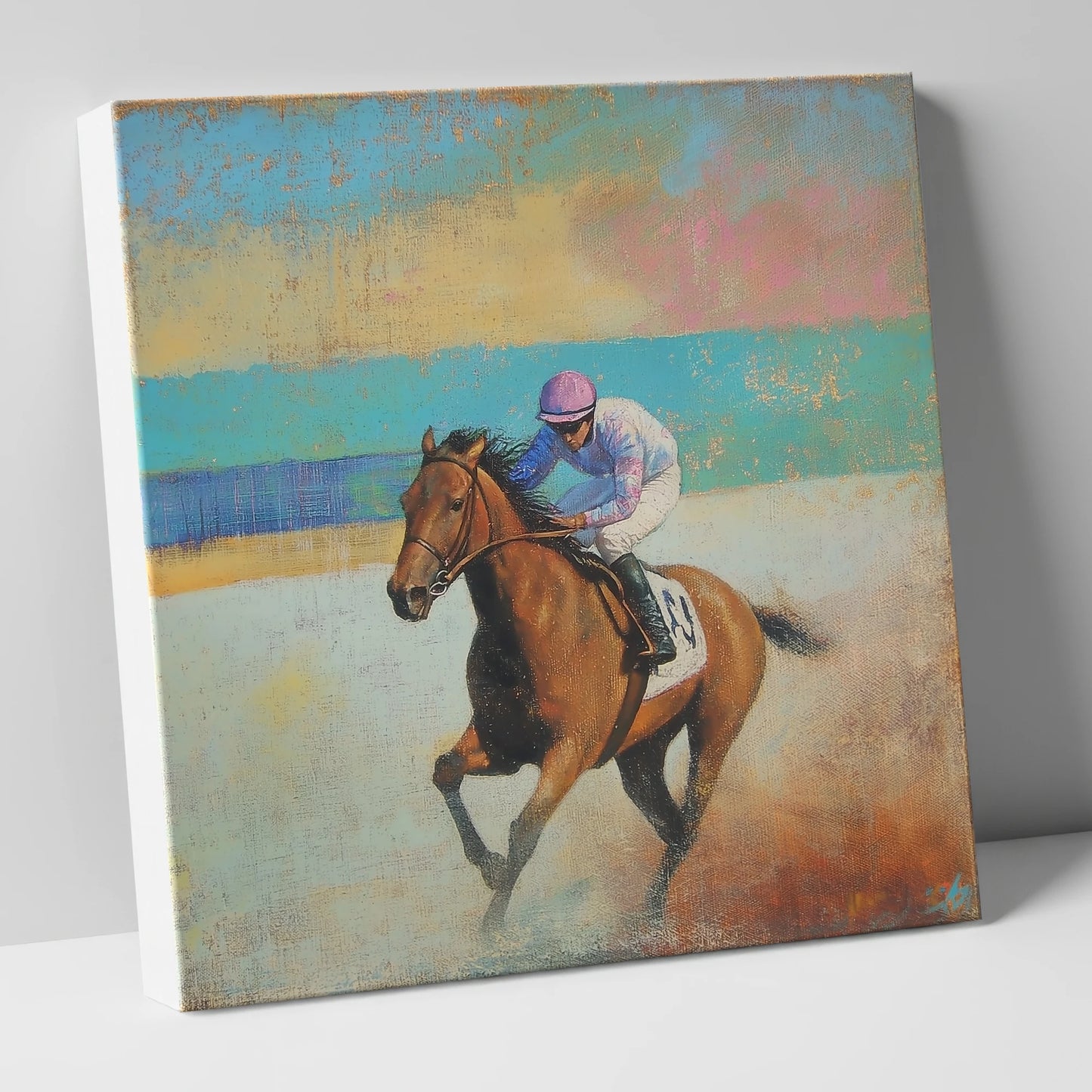 Thundering Towards Home racing horse canvas wall art
