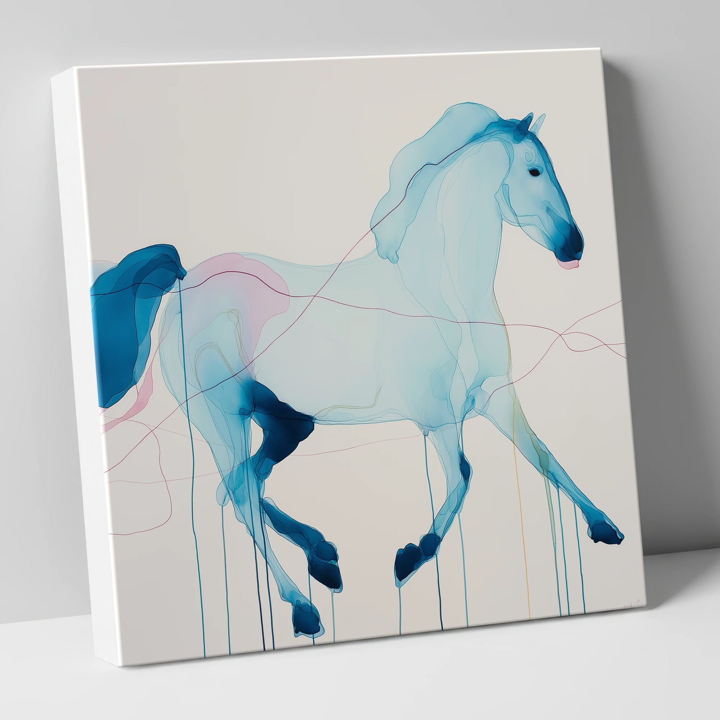 Fluidity in Azure horse breed canvas wall art