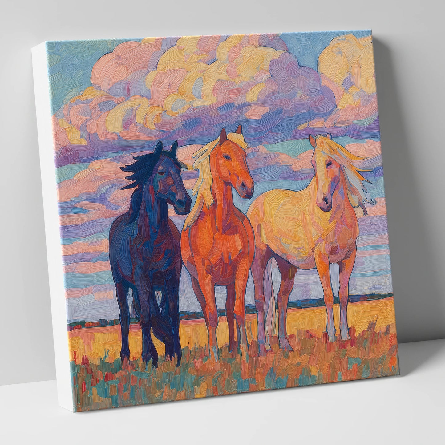 Three Under Painted Skies horse landscape canvas wall art