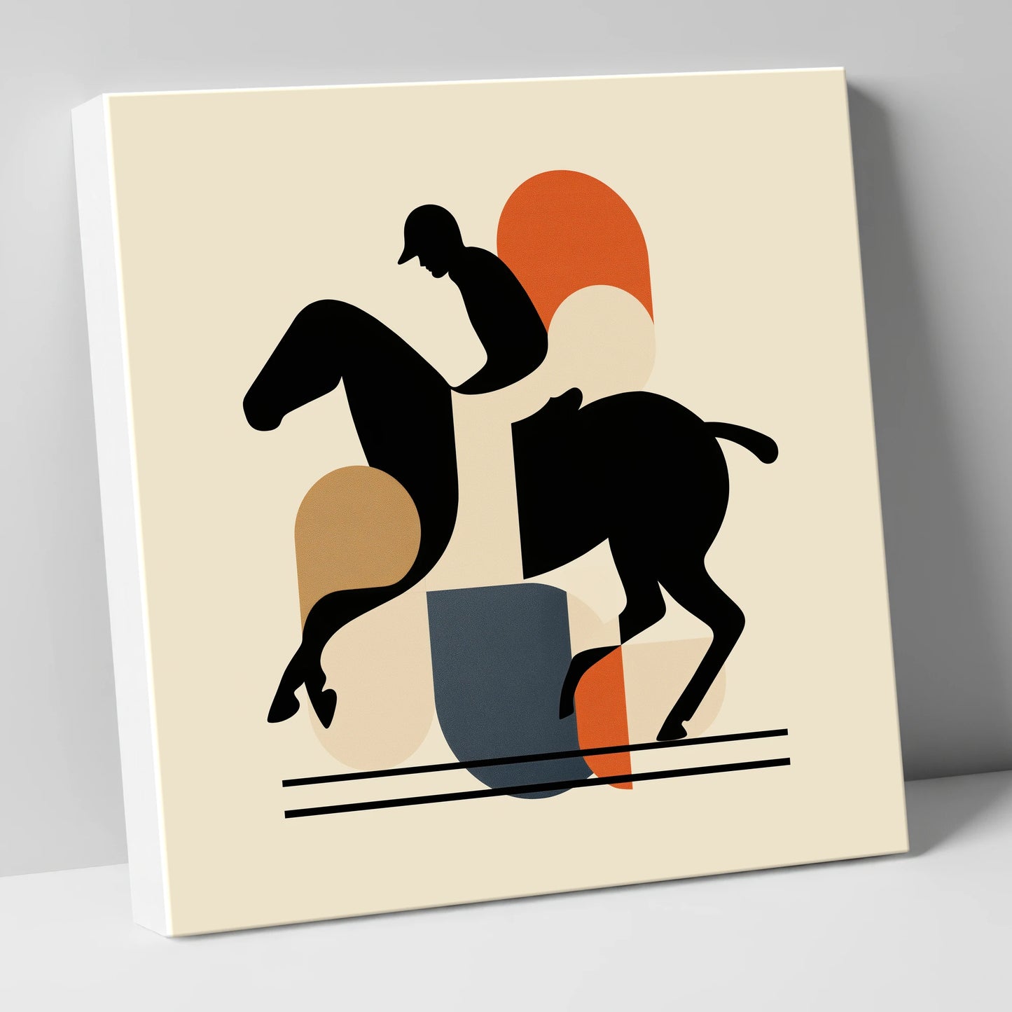 Retro Polo Silhouette polo horse canvas wall art