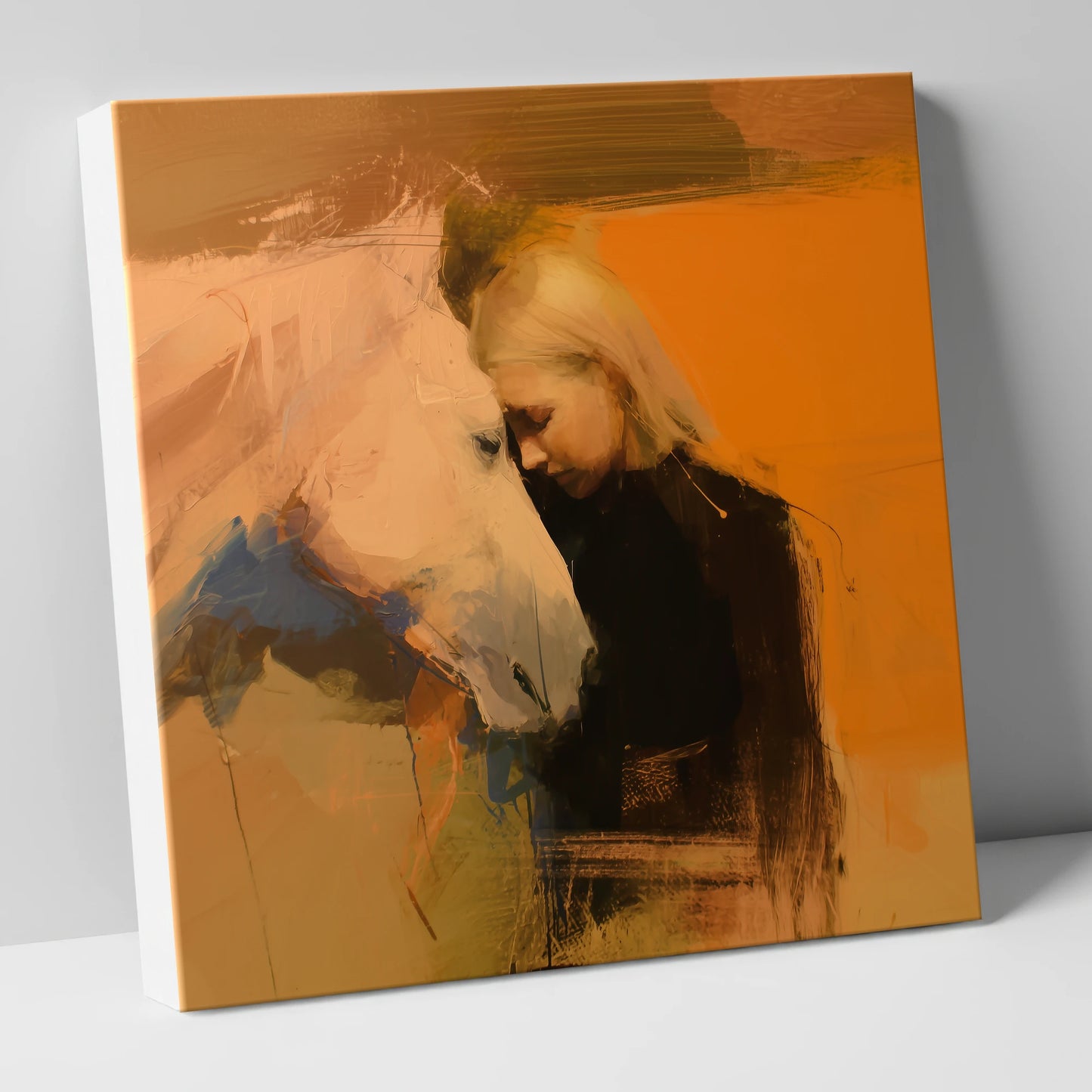 Silent Connection horse & rider canvas wall art