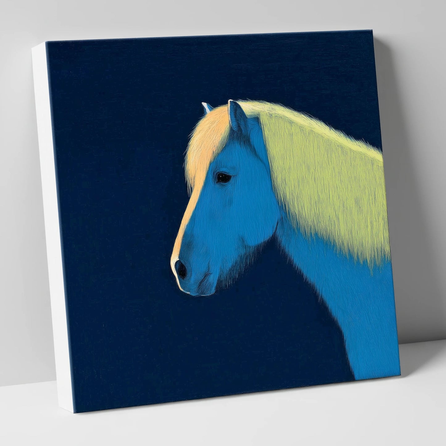 Electric Blue Profile horse breed canvas wall art