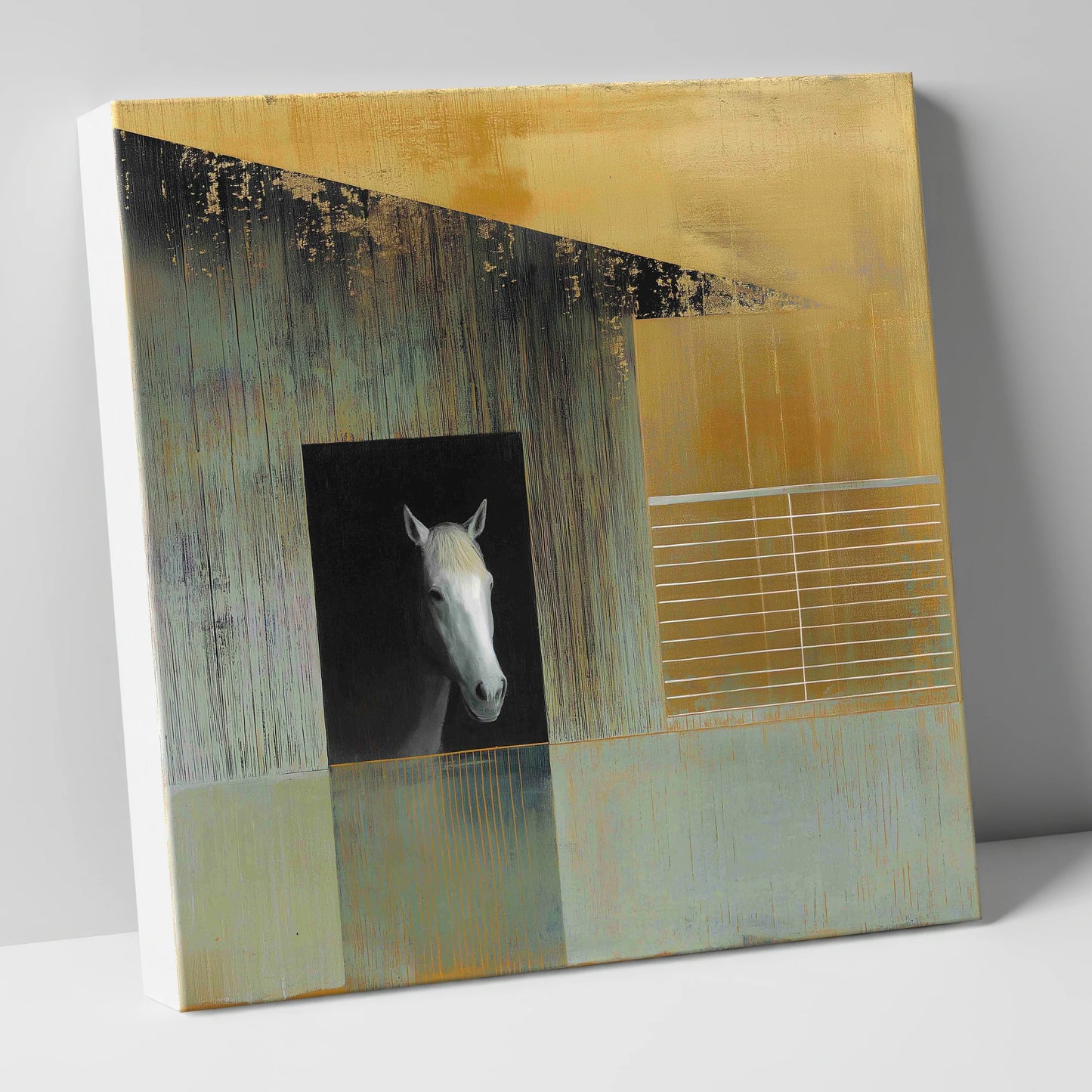 The Quiet Observer horse stable canvas wall art