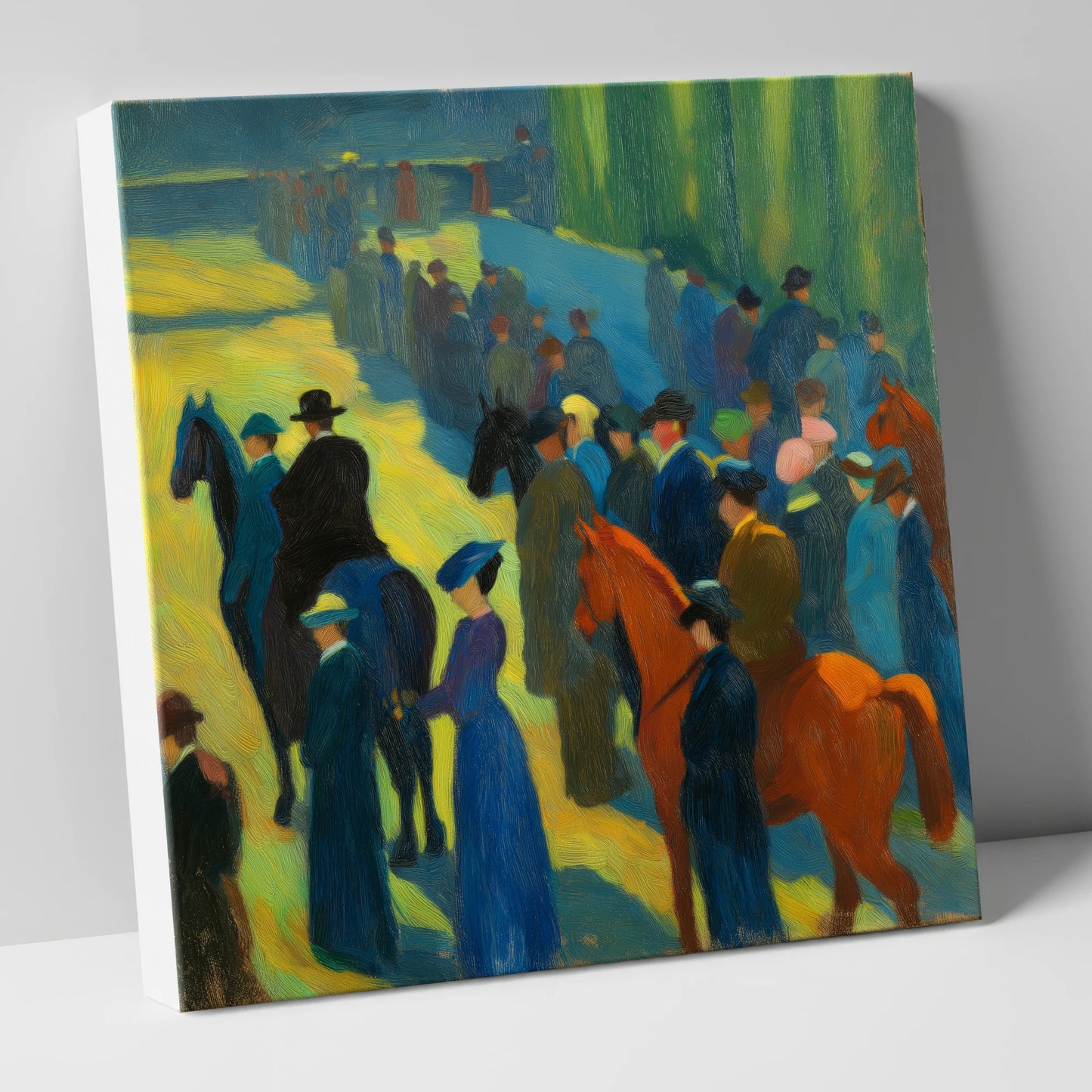Paddock Gathering racing horse canvas wall art