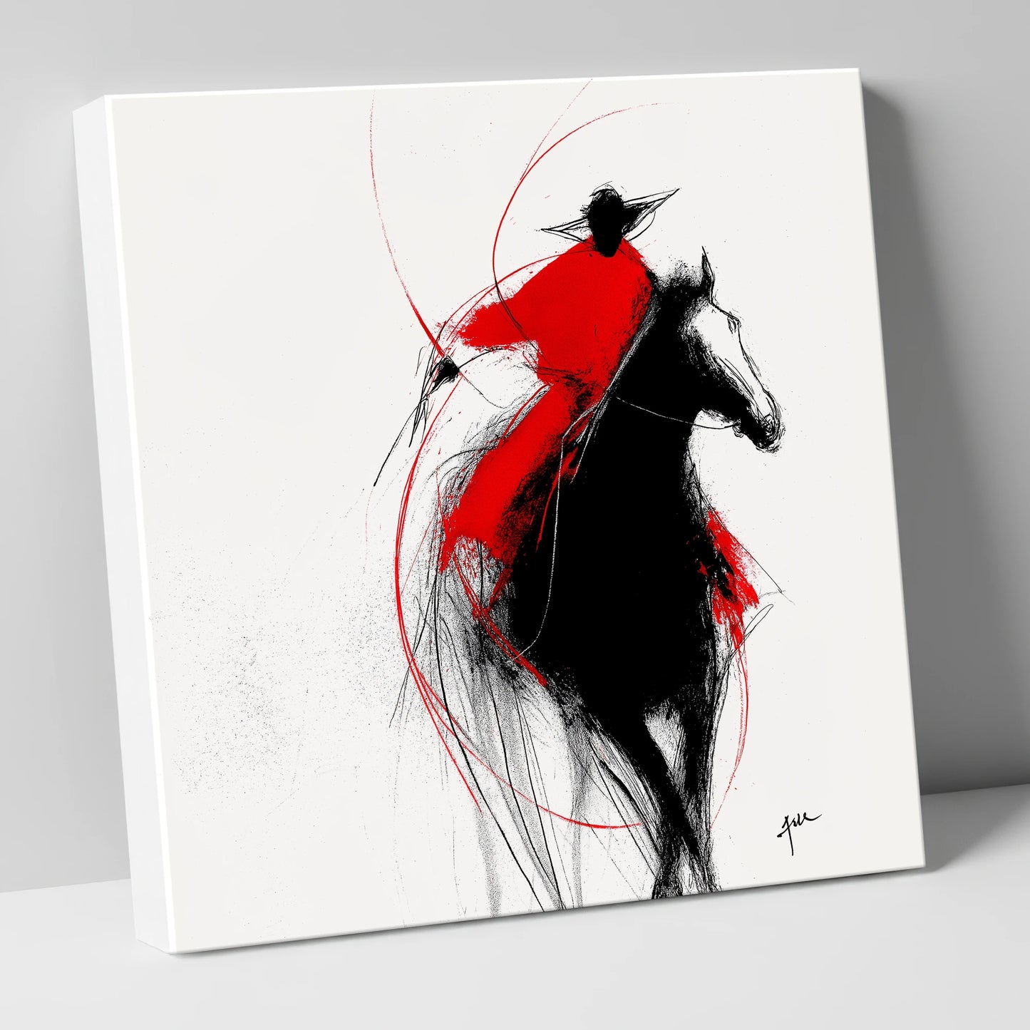 Crimson Surge racing horse canvas wall art