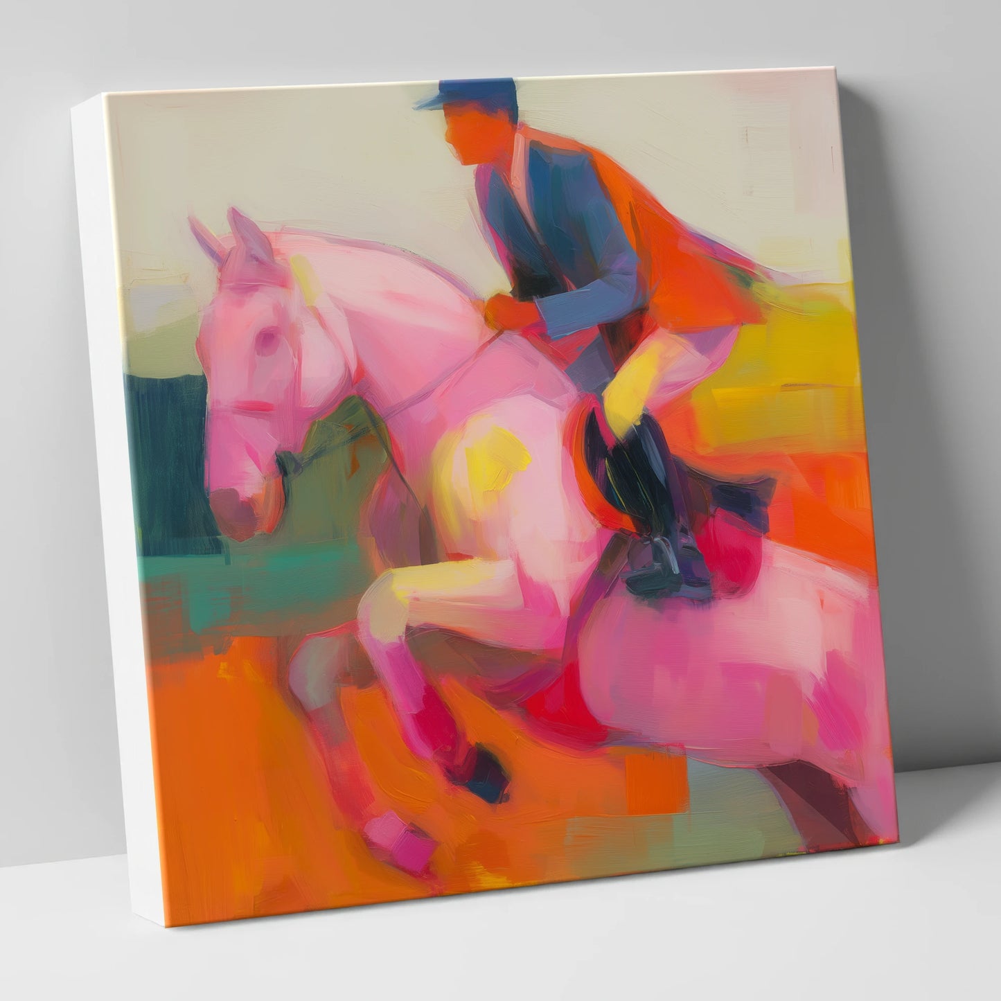 The Vivid Leap show jumping horse canvas wall art