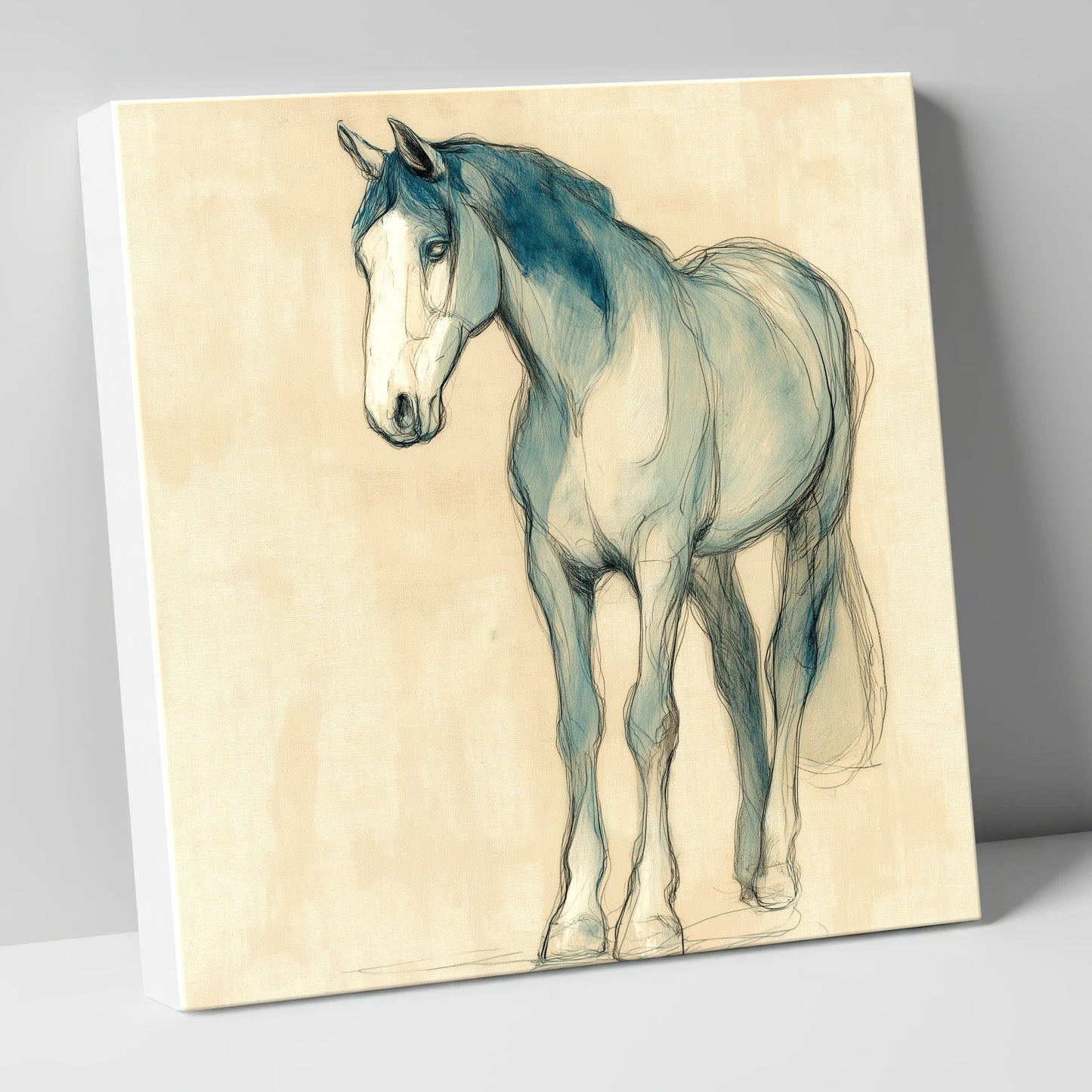 Azure Equine Sketch horse portrait canvas wall art