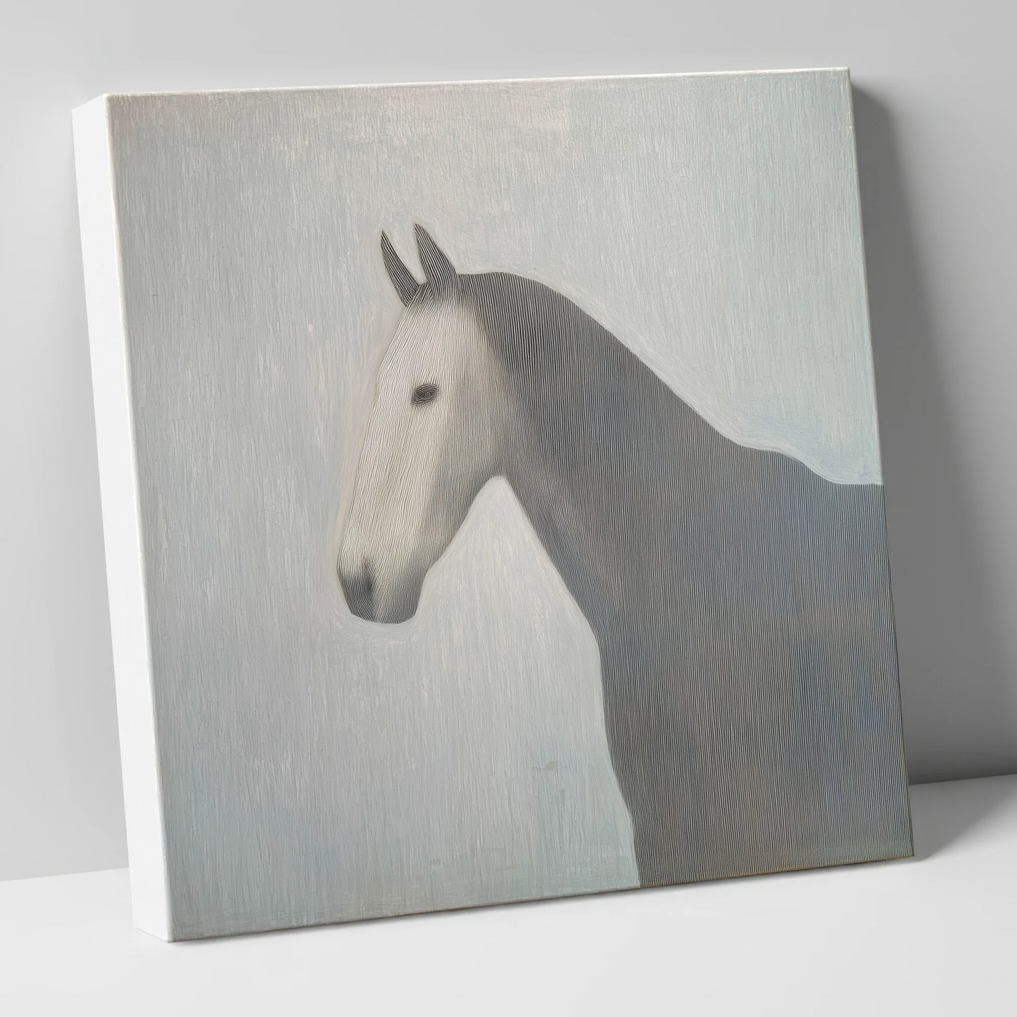 Linear Elegance horse portrait canvas wall art