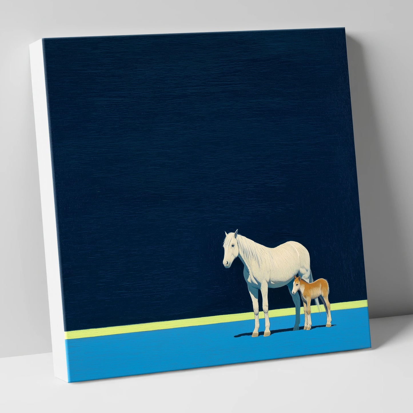 Midnight Horizon Mare And Foal mare & foal canvas wall art