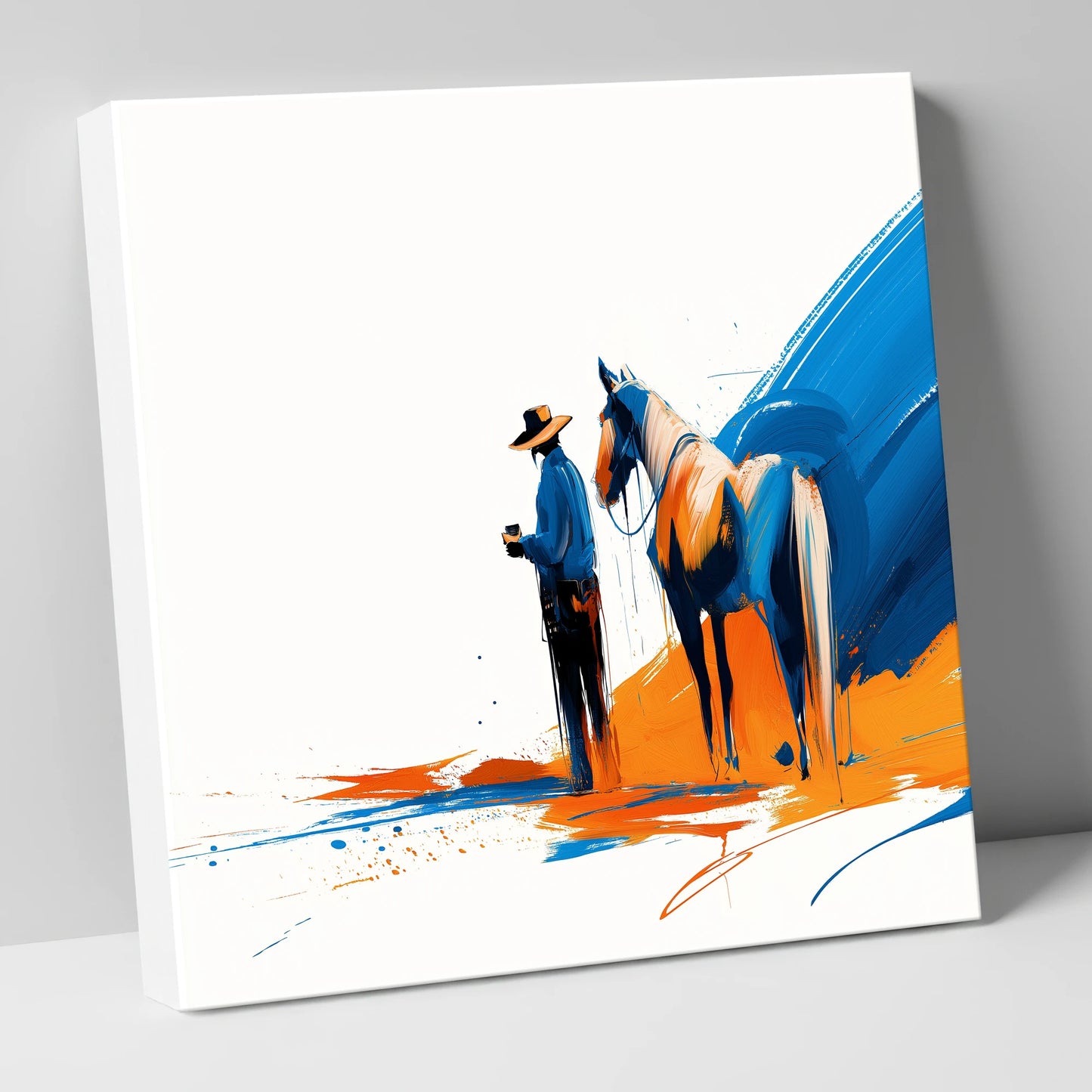 Bold Western Bond horse & rider canvas wall art
