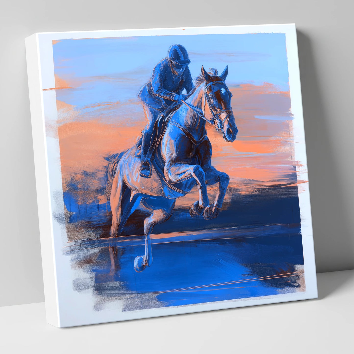 Cobalt Flight show jumping horse canvas wall art