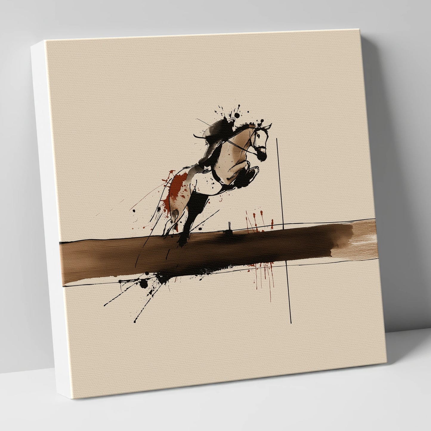 Moment of Suspension show jumping horse canvas wall art