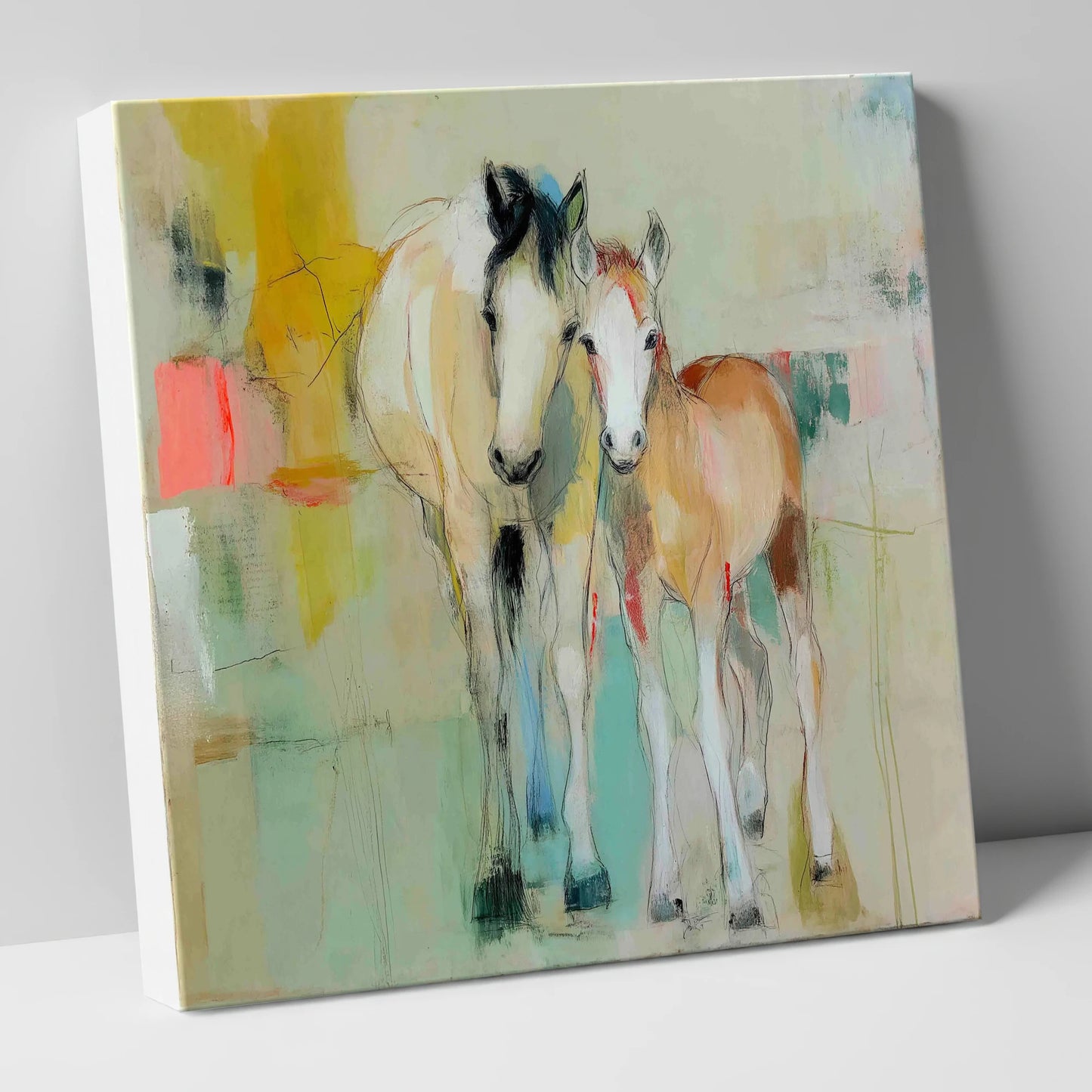 Gentle Nurture mare & foal canvas wall art