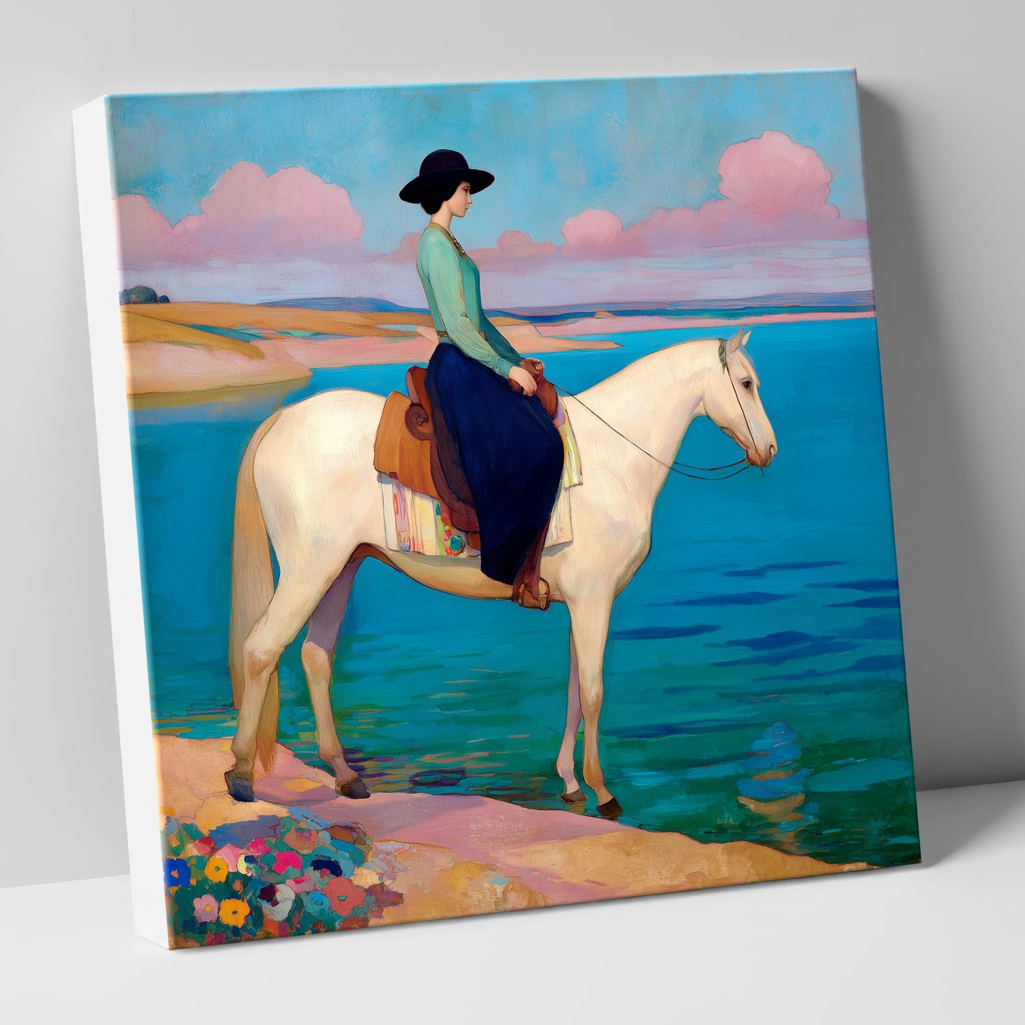 Coastal Reverie beach horse canvas wall art