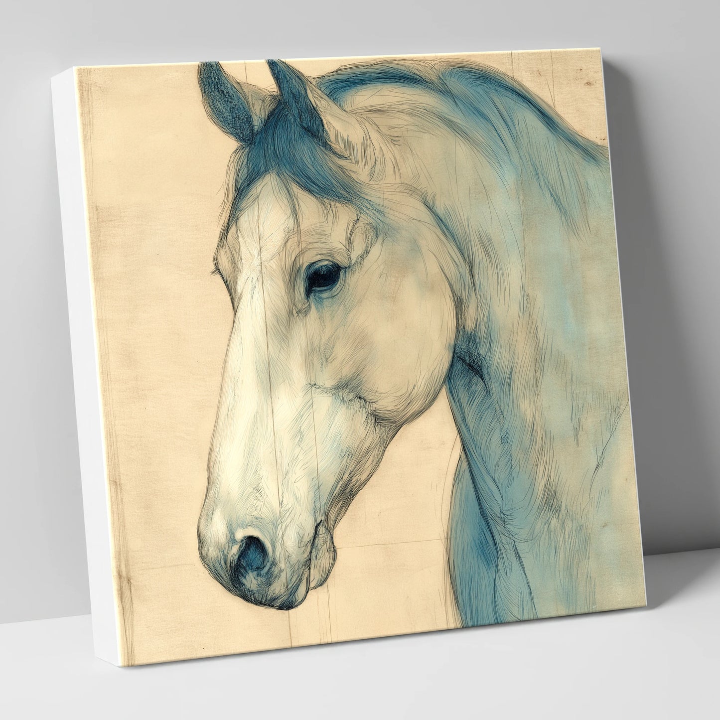 Parchment Profile Study horse portrait canvas wall art