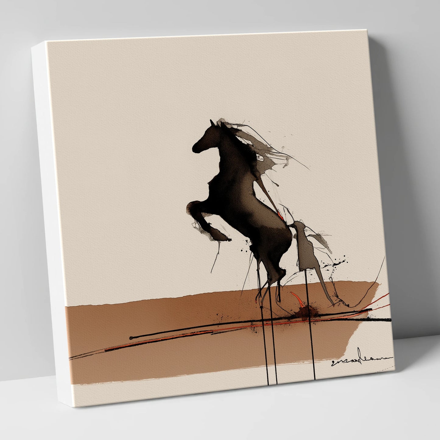 Untamed Dark Silhouette wild horses canvas wall art