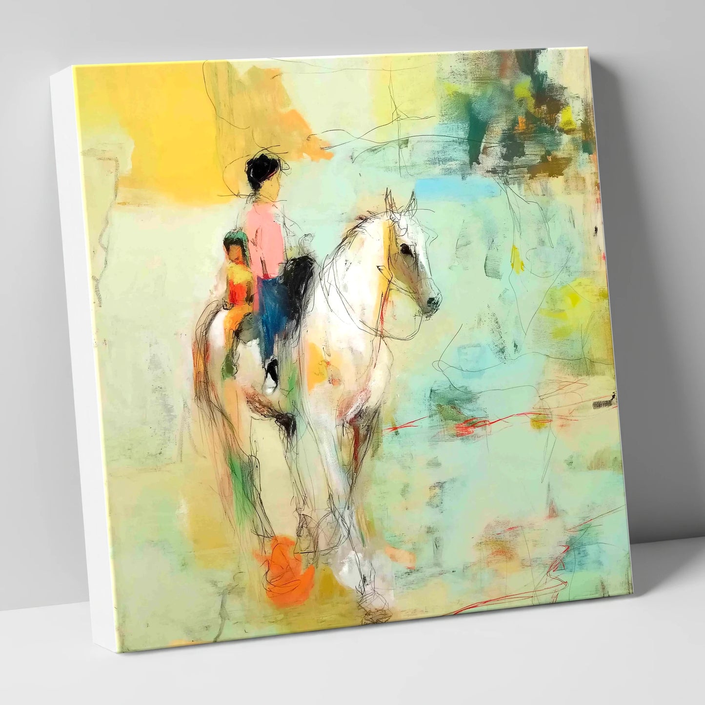 The Shared Ride horse & rider canvas wall art