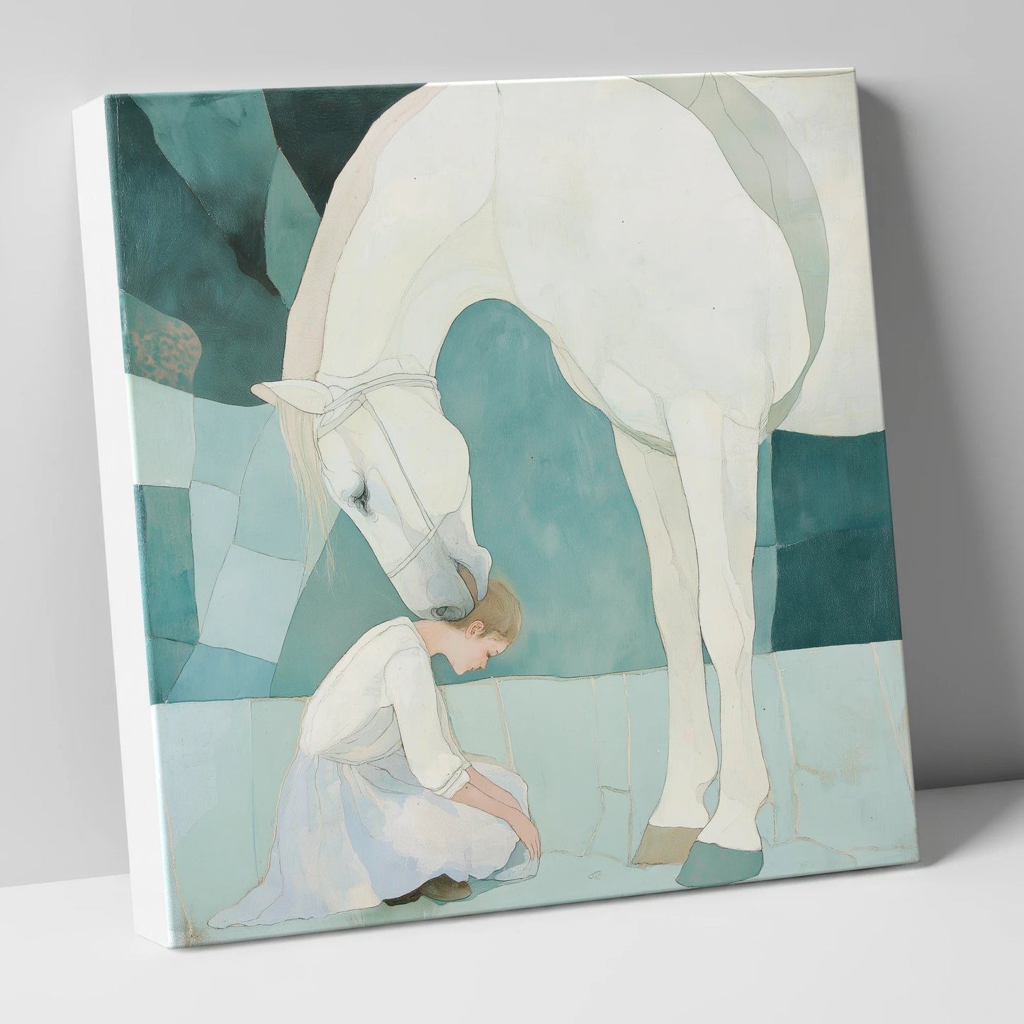 The Gentle Guardian horse & rider canvas wall art