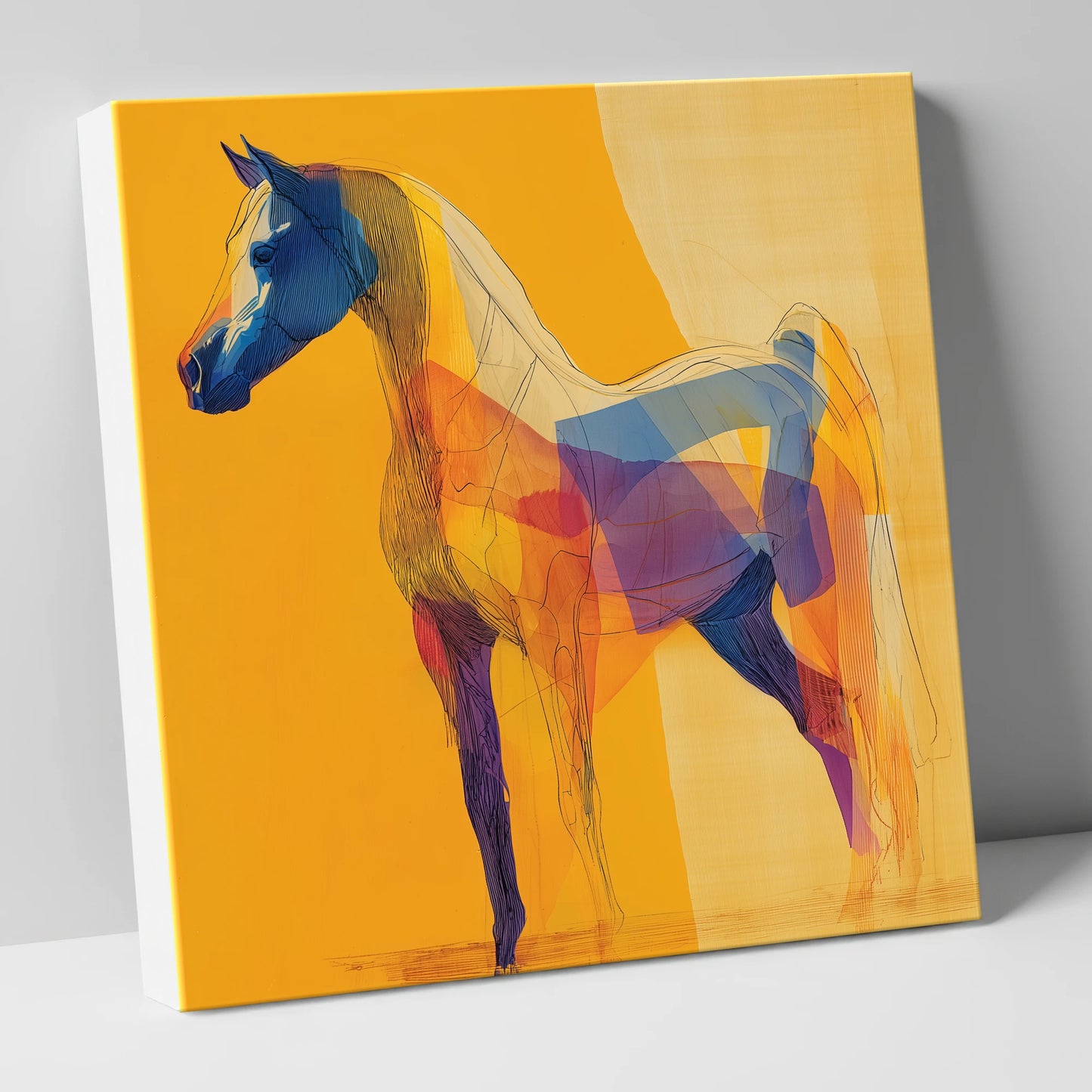 Prismatic Arabian Silhouette horse breed canvas wall art