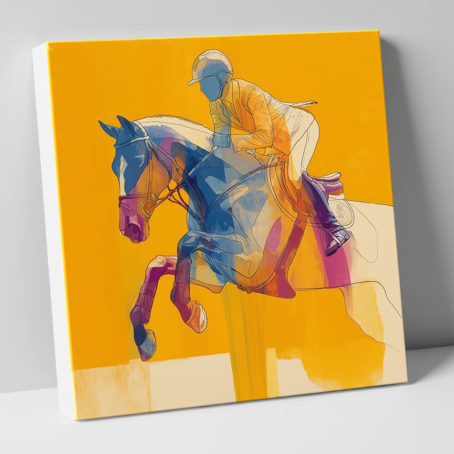 Vibrant Mid-Air Clearance show jumping horse canvas wall art